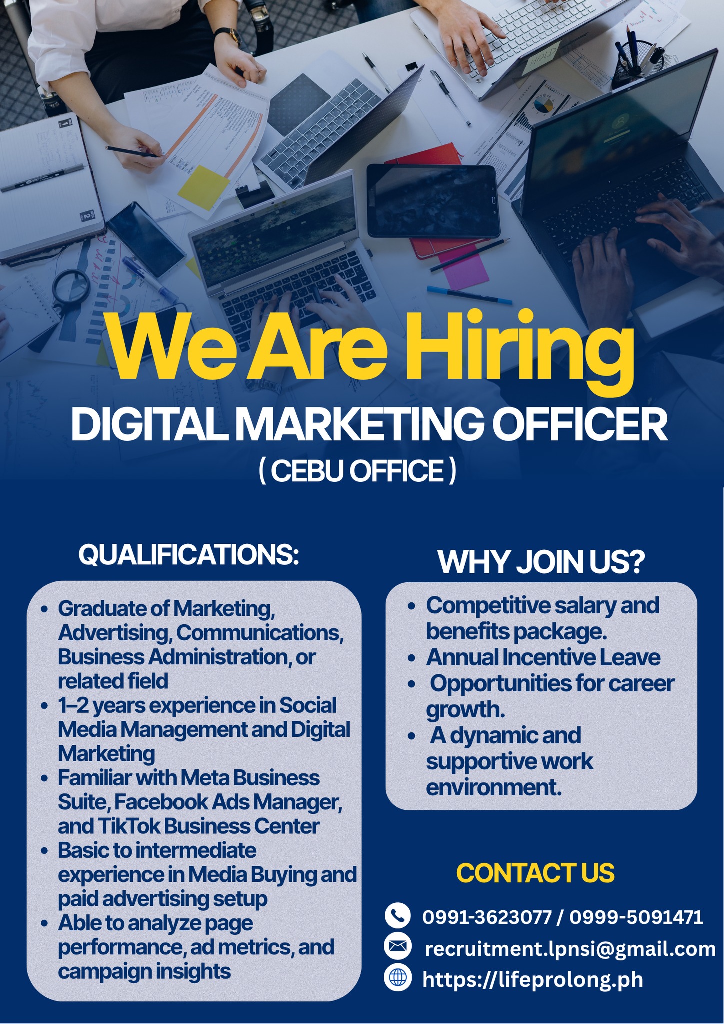 Life Prolong Natural Supplements, Inc. Facebook ad: URGENT HIRING! JOIN OUR CEBU GROWING TEAM!