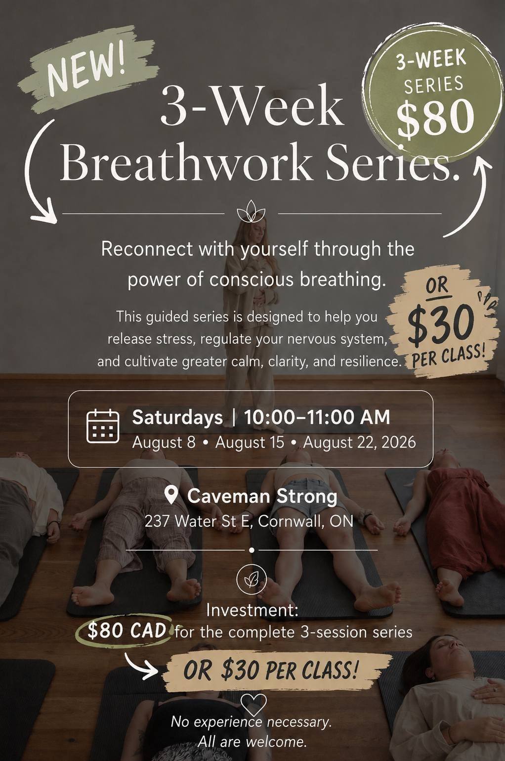 Jessica MacAllister Co. Facebook ad: Breathwork Co-ed Journey at Caveman Strong Cornwall