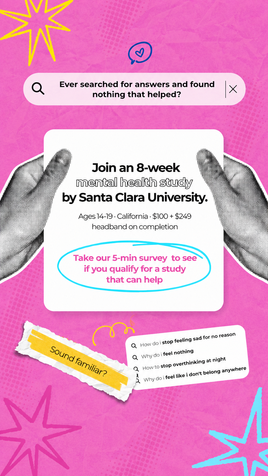 The Balance Study Facebook ad: Take our 5 min survey and see if you qualify for a study…