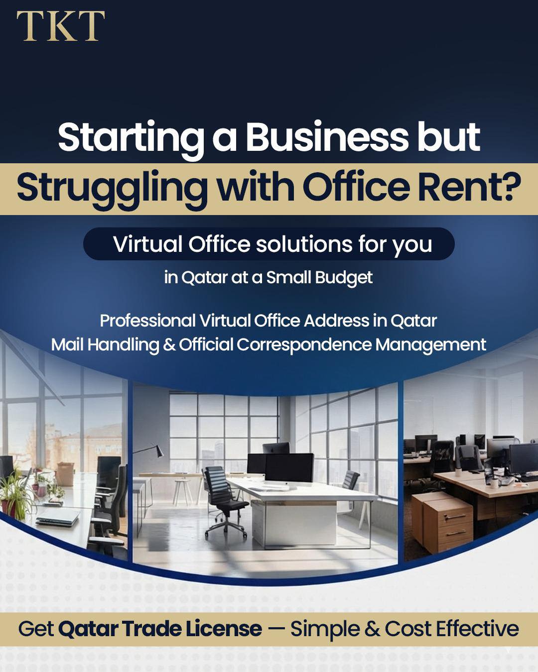 TKT Services Facebook ad: Starting a Business but Struggling with Office Rent?