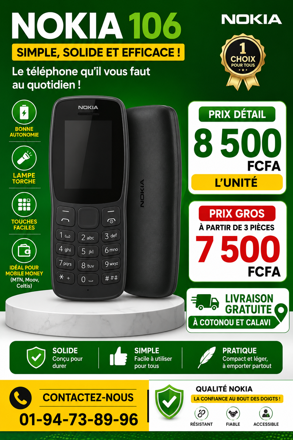 Vision 20-20 Facebook ad: Nokia 106: simple, solide et pratique au quotidien