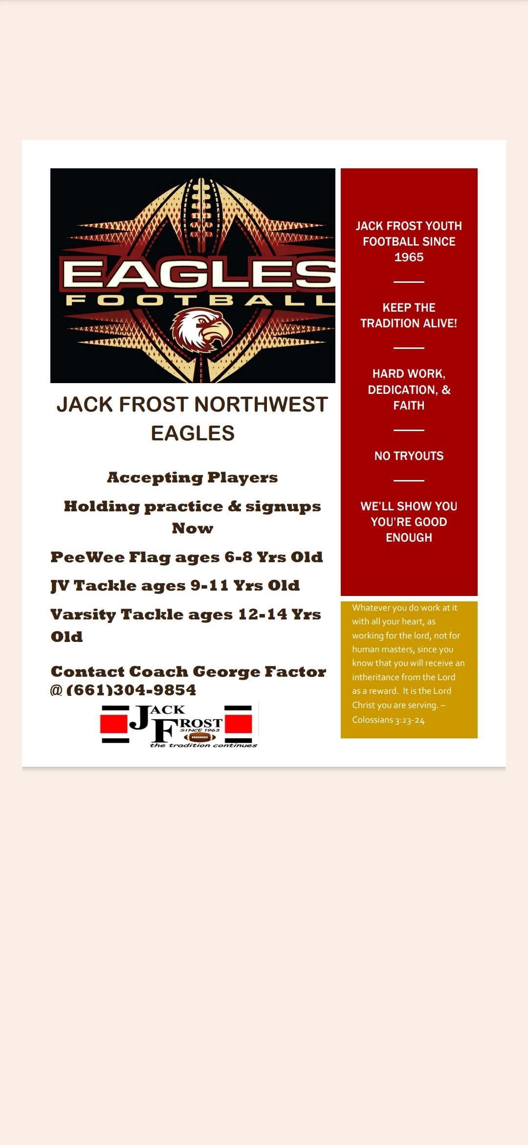 Jack Frost Football Facebook ad: Jack Frost Youth Tackle Football League