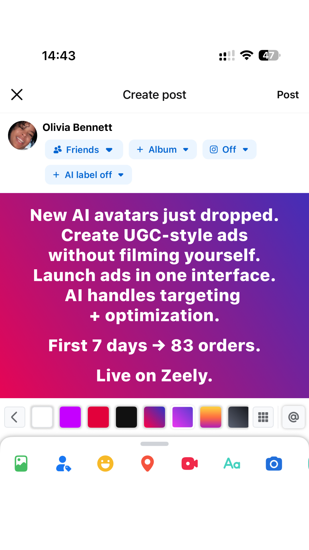 Zeely Facebook ad