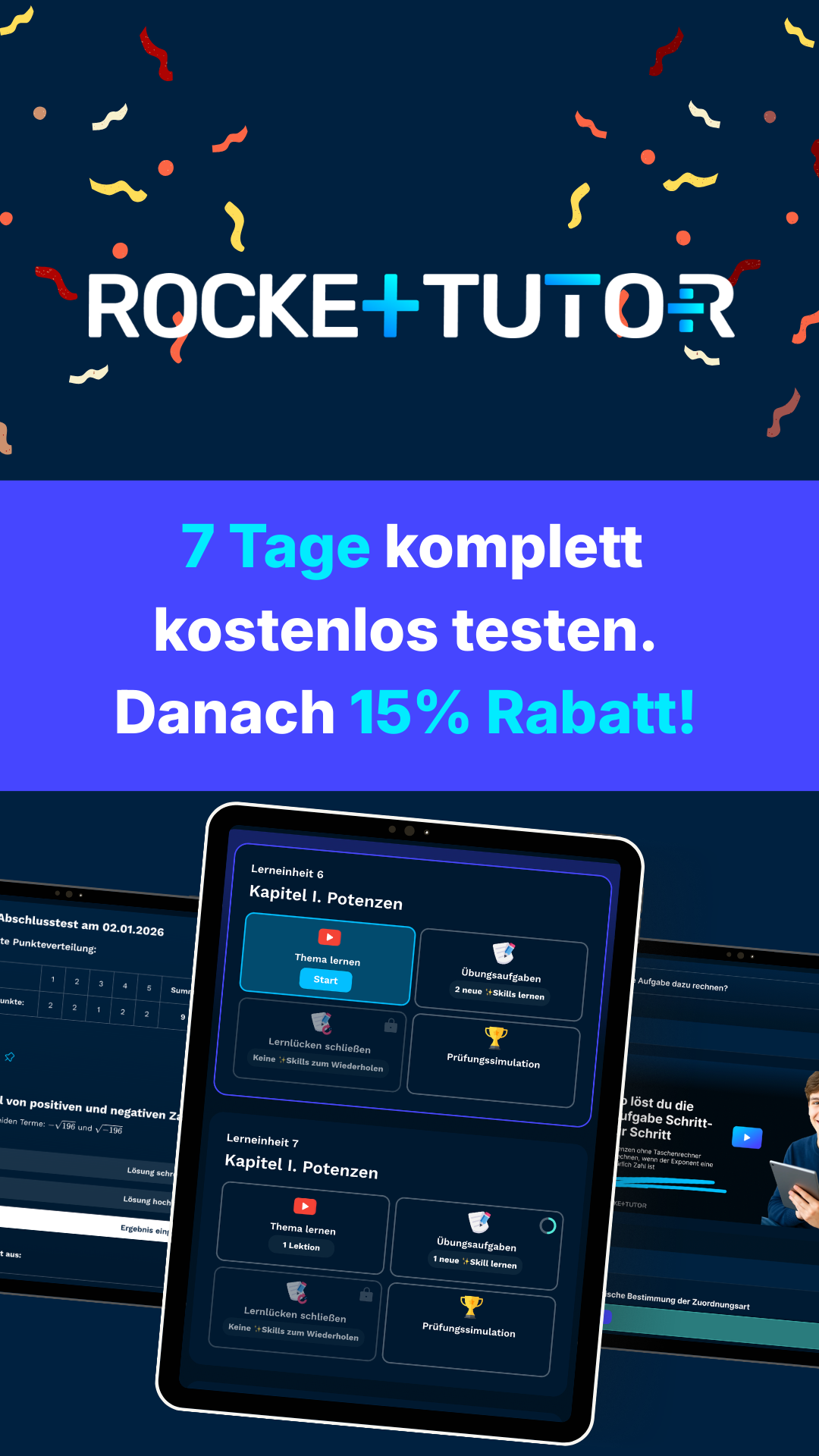RocketTutor: Deine intelligente Mathe Lernapp Facebook ad