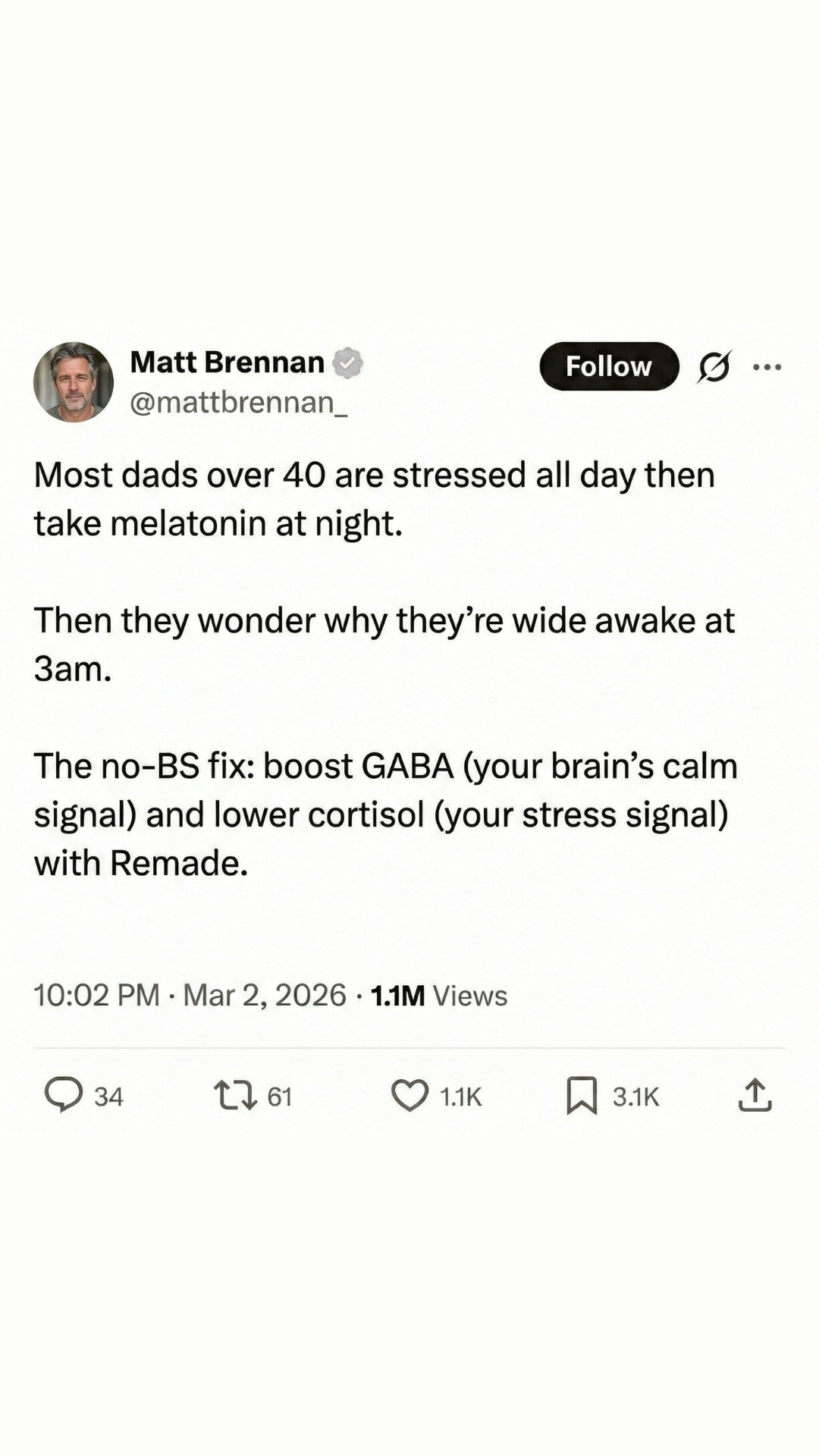 Remade Restorative Sleep Supplement Facebook ad
