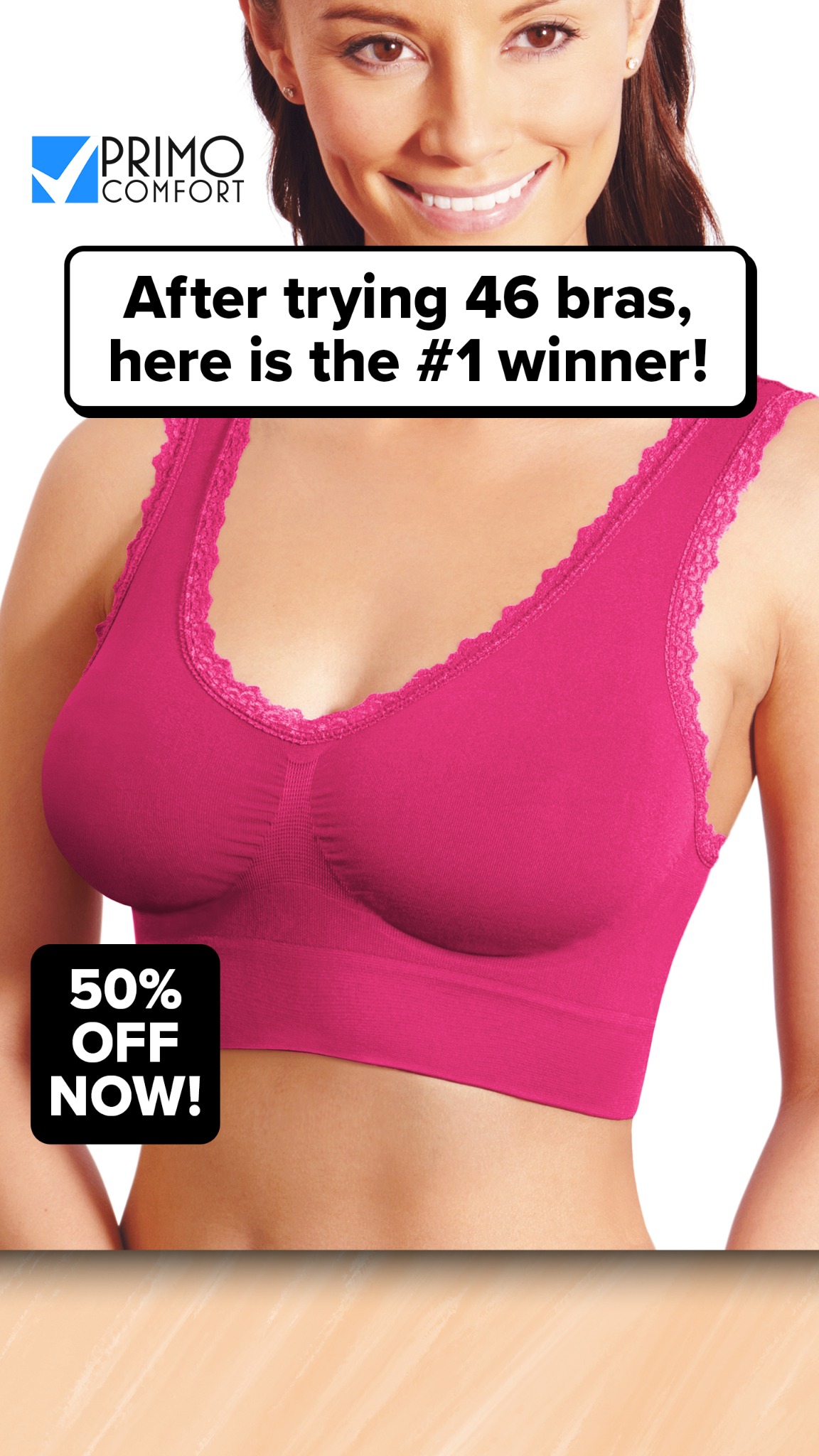 Primo Comfort Facebook ad: Half the Price, Double the Comfort!