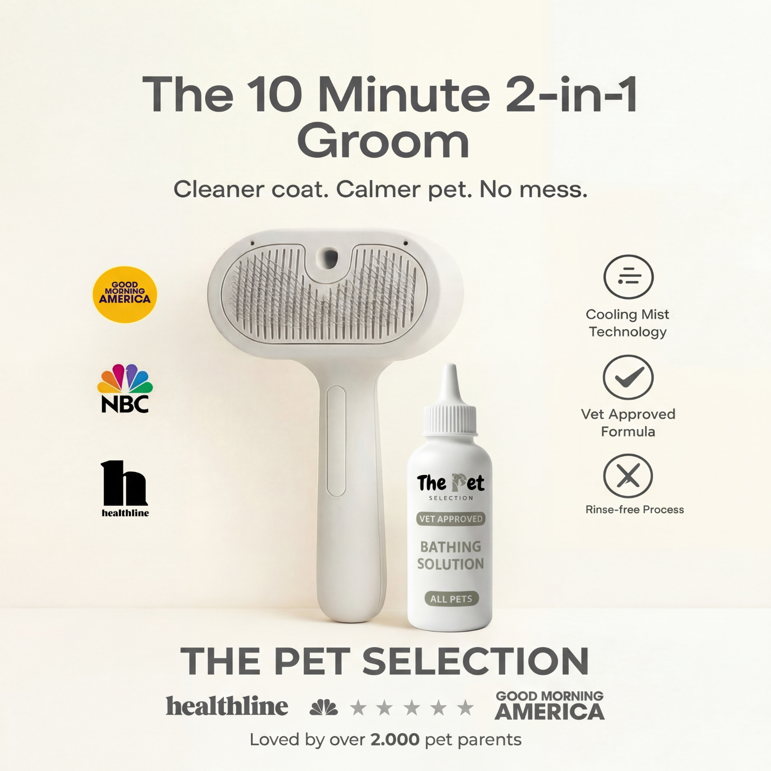 The Pet Selection Facebook ad: Say Goodbye to Messy Baths and Endless Shedding