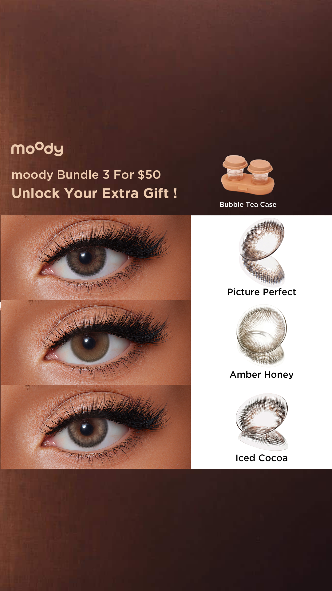 moodylenses Facebook ad: Switch your vibe. Every month.