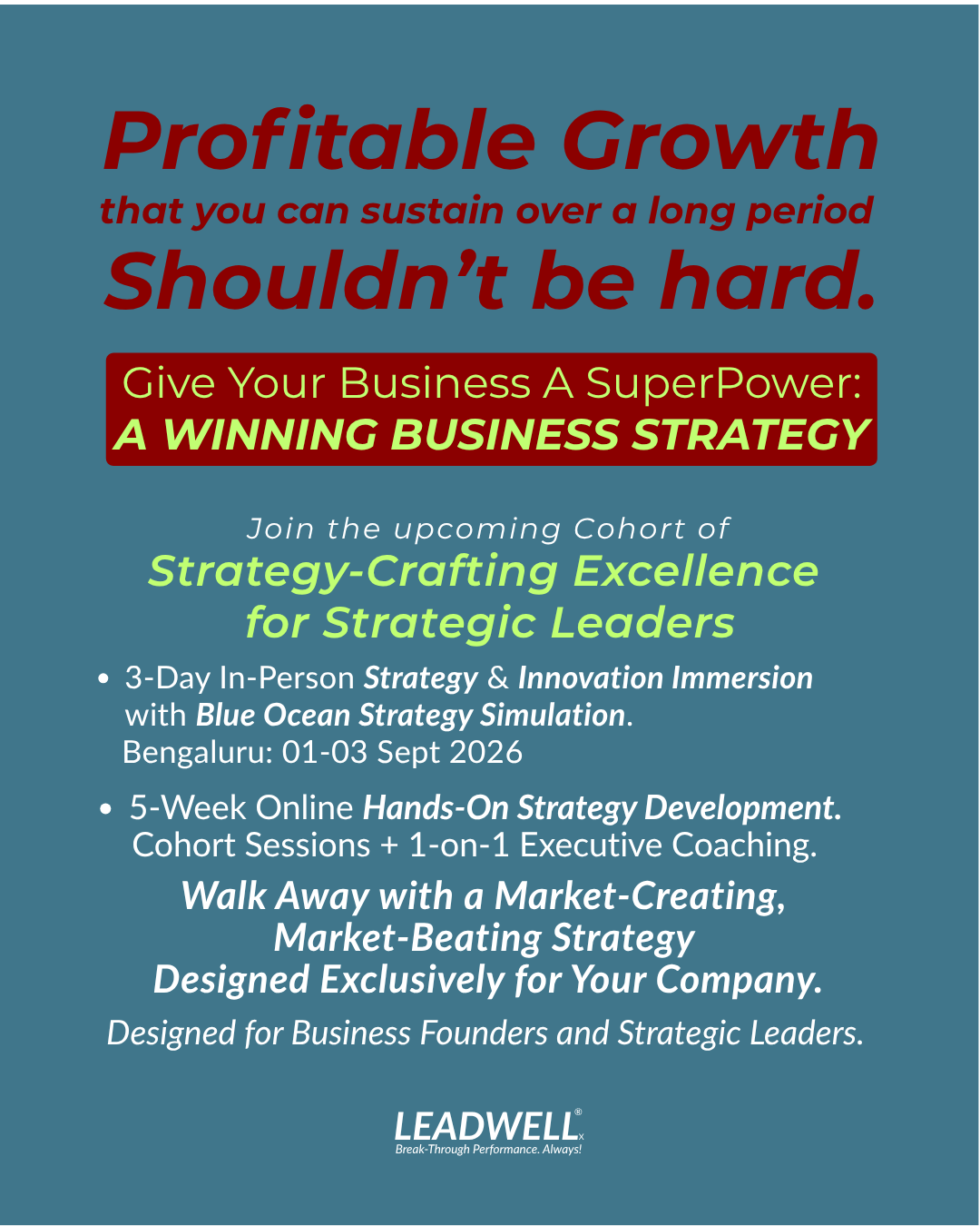 LEADWELLx Facebook ad: Achieve Profitable Growth.