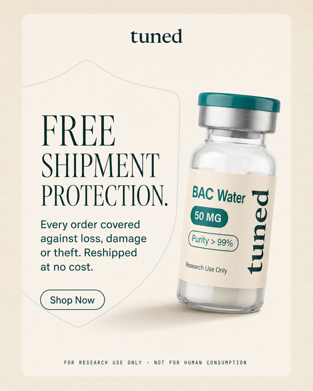 Tuned Research Facebook ad: Every Compound. One Standard.