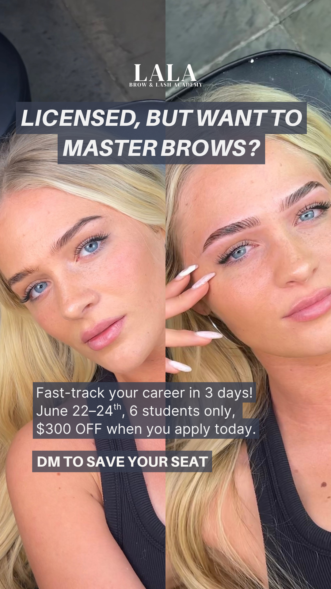 LALA BROWS Facebook ad from May 21, 2026