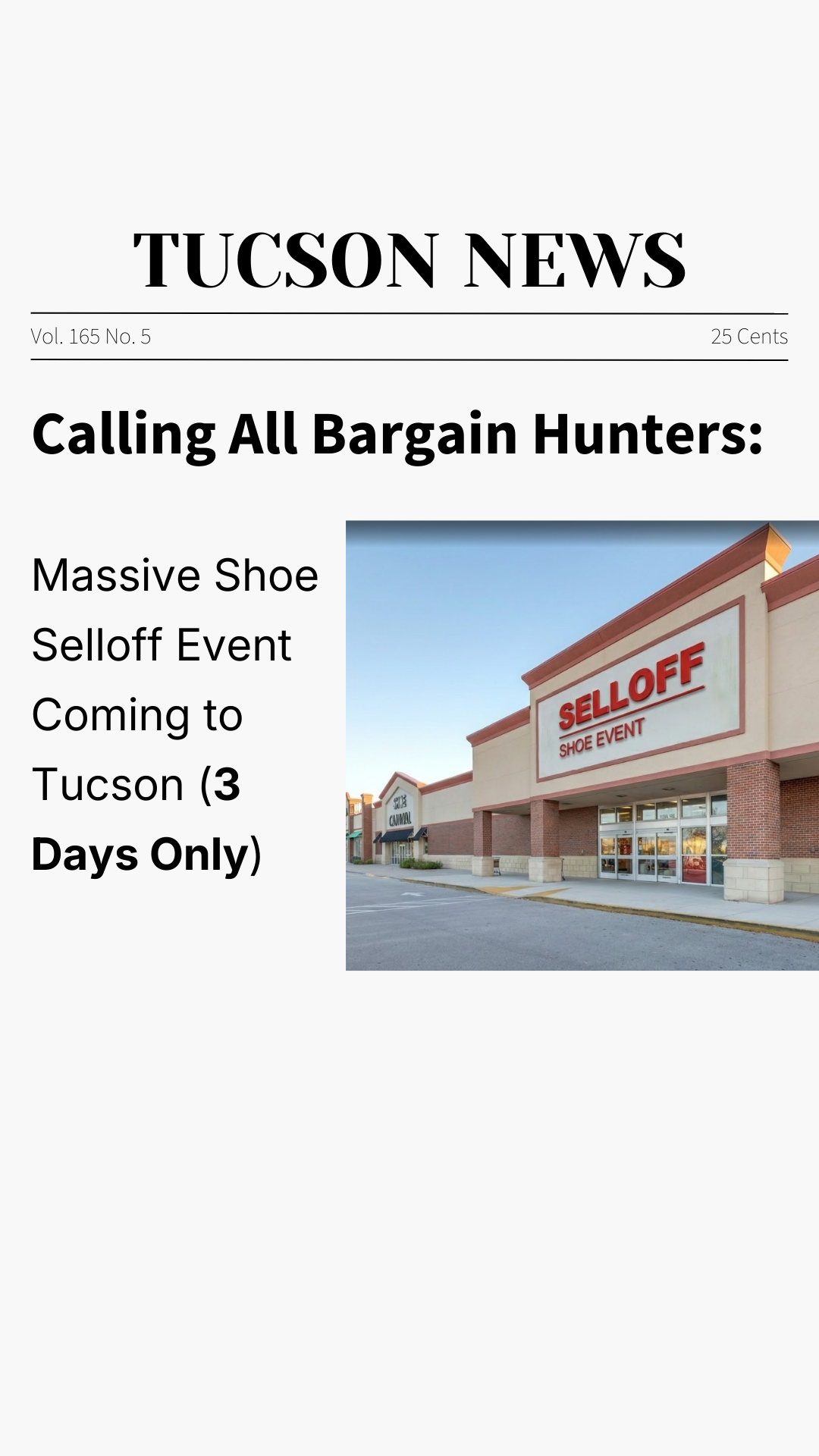 Shoe Selloff Event Facebook ad: Shoe Selloff Event | ALL Shoes $10-$30 | Tucson, AZ