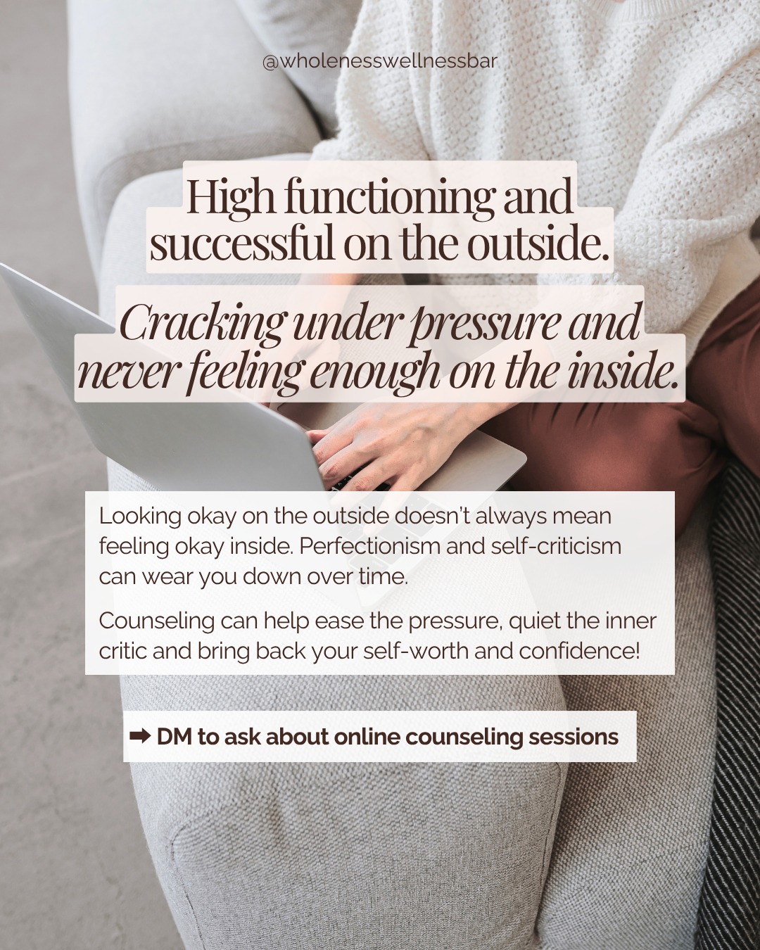 Wholeness Wellness Bar Facebook ad: Looking fine on the outside doesn’t always mean…