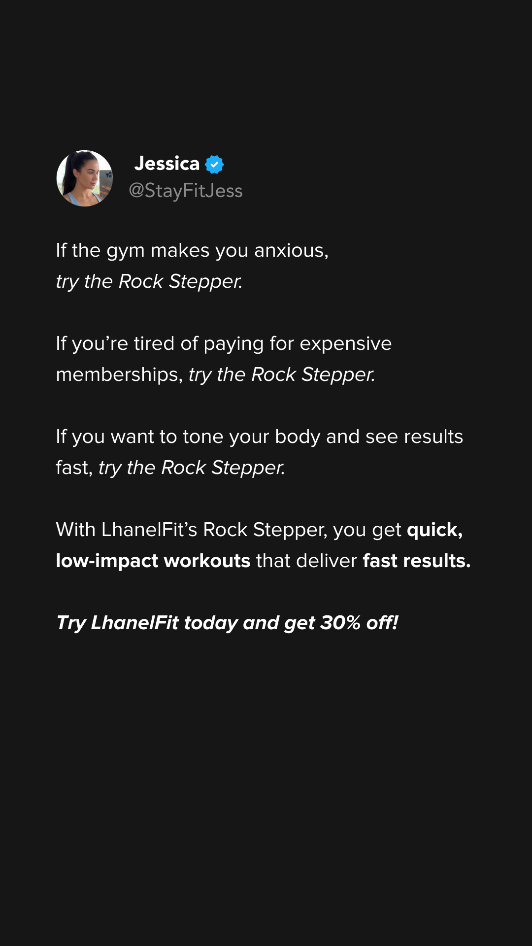 LhanelFit Facebook ad