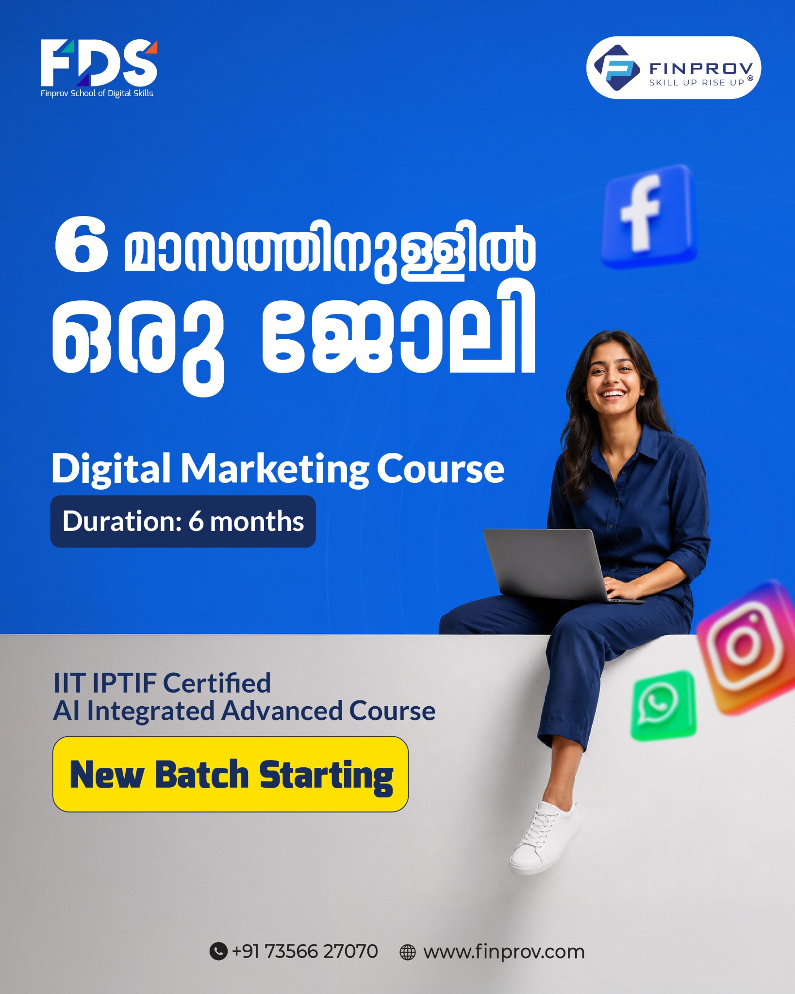 Finprov Learning Calicut Facebook ad: Digital Marketing Course + Internship on Live Projects