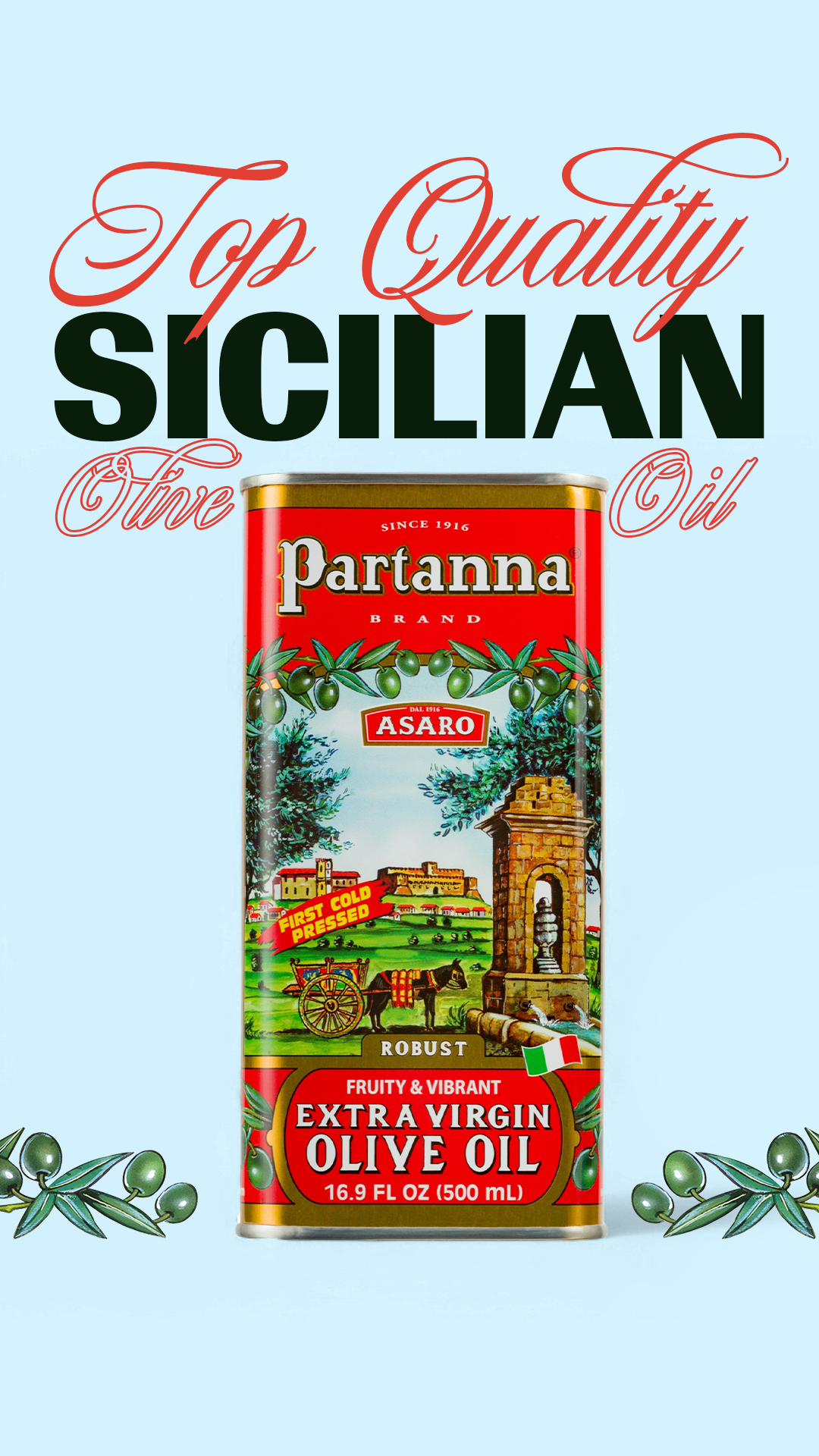 Partanna Facebook ad: Top Quality Sicilian Olive Oil Made From 100%…
