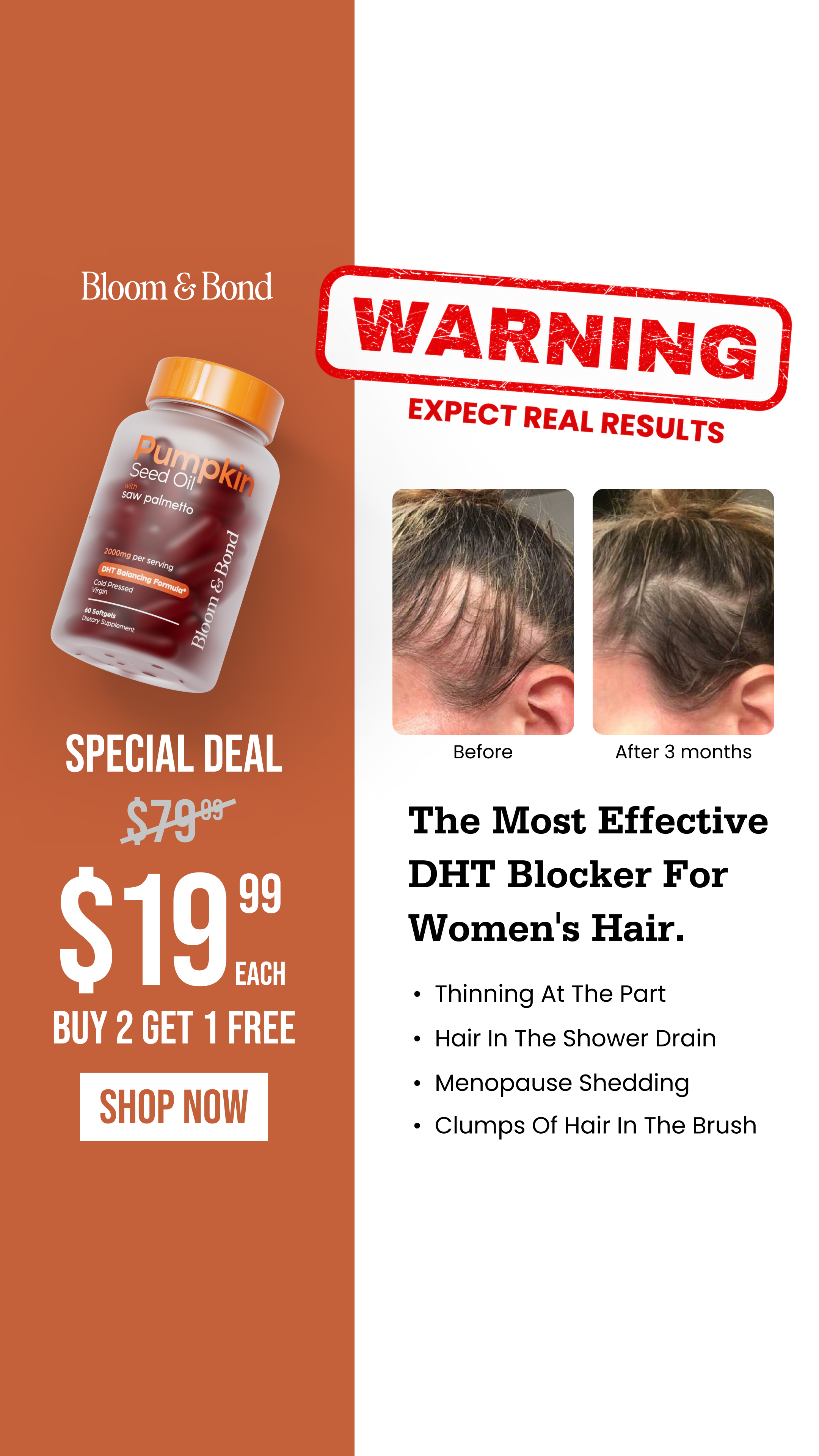 Bloom & Bond Facebook ad: Thicker, Fuller Hair, Naturally