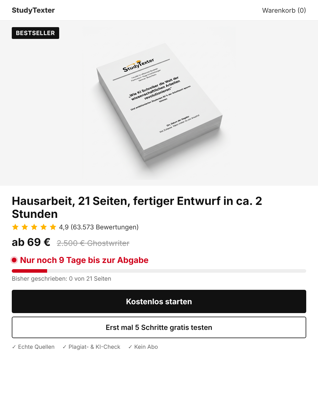 StudyTexter.de Facebook ad