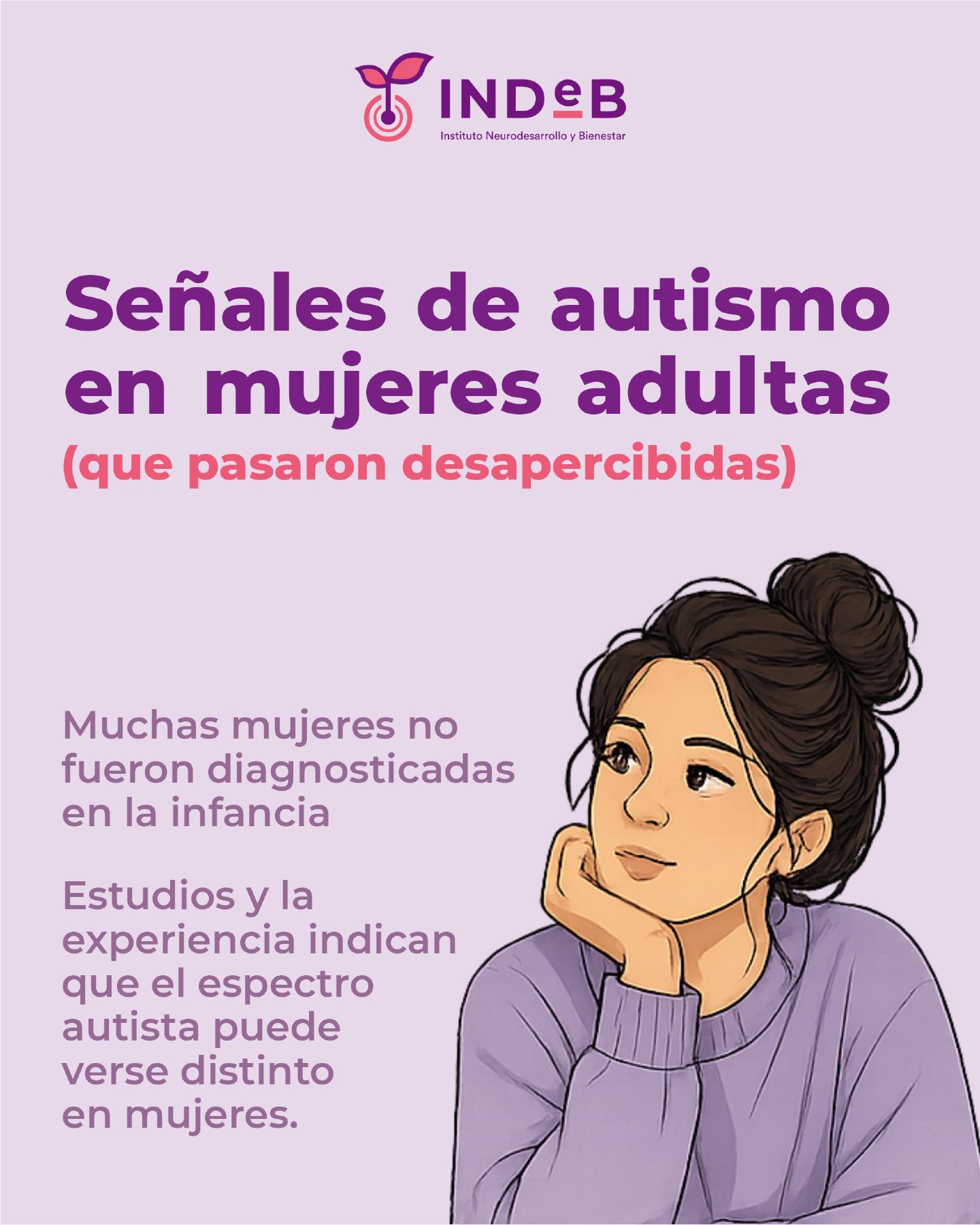 INDEB - PK Facebook ad: El autismo en mujeres adultas ha sido históricamente…