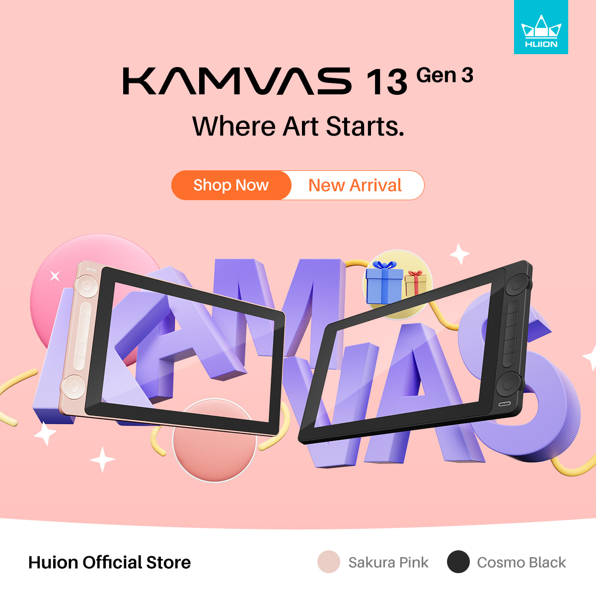 Huion Facebook ad: Meet the new Huion Kamvas Gen 3 Series.
