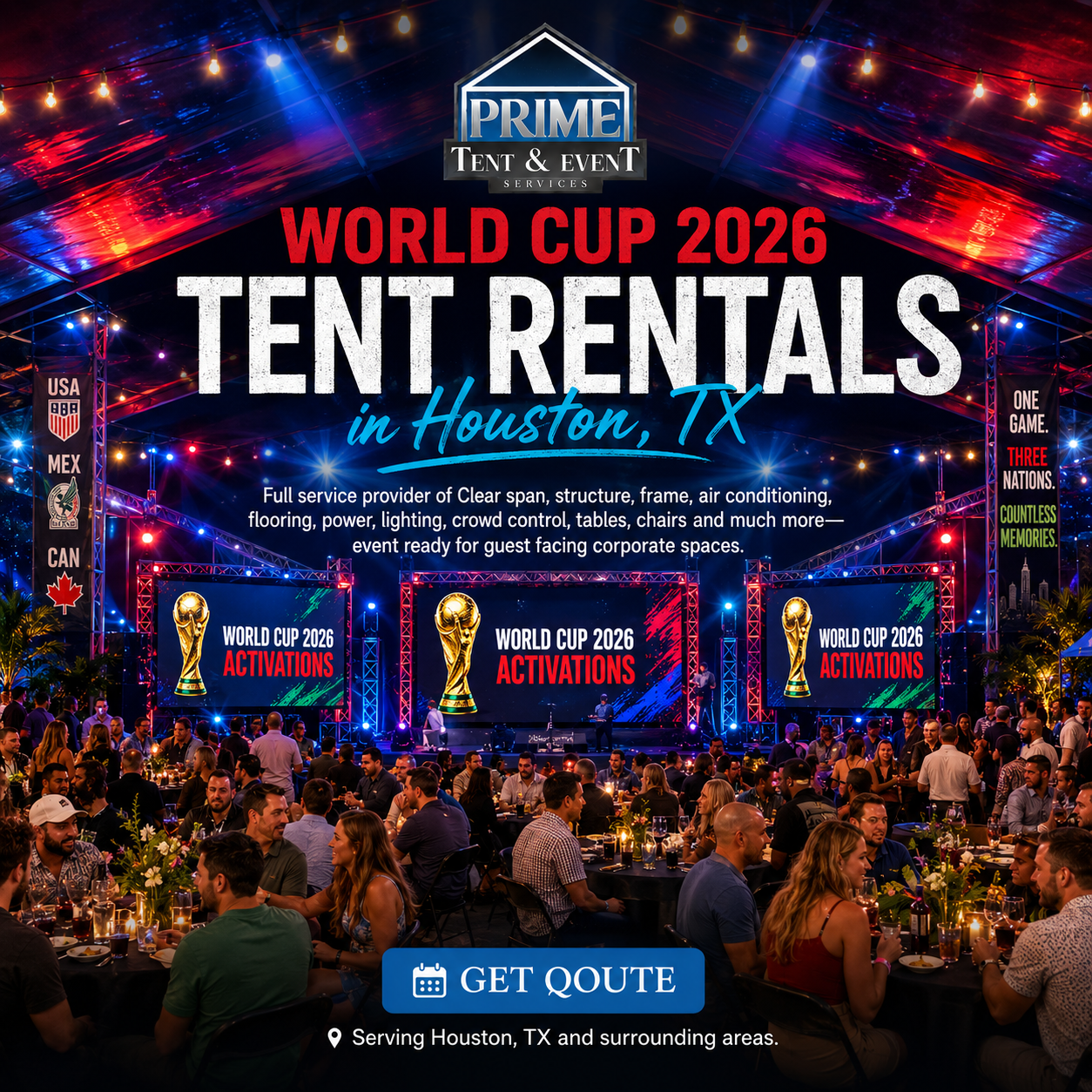 Prime Tent & Event Services Facebook ad: Trusted Tent Rentals for Any Event