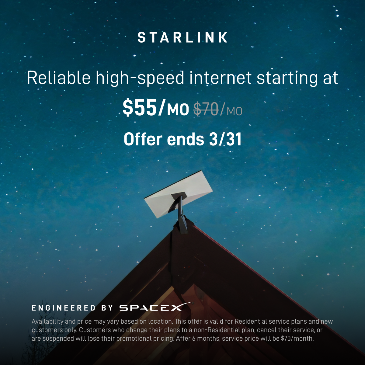 Starlink Facebook ad: Order online in minutes