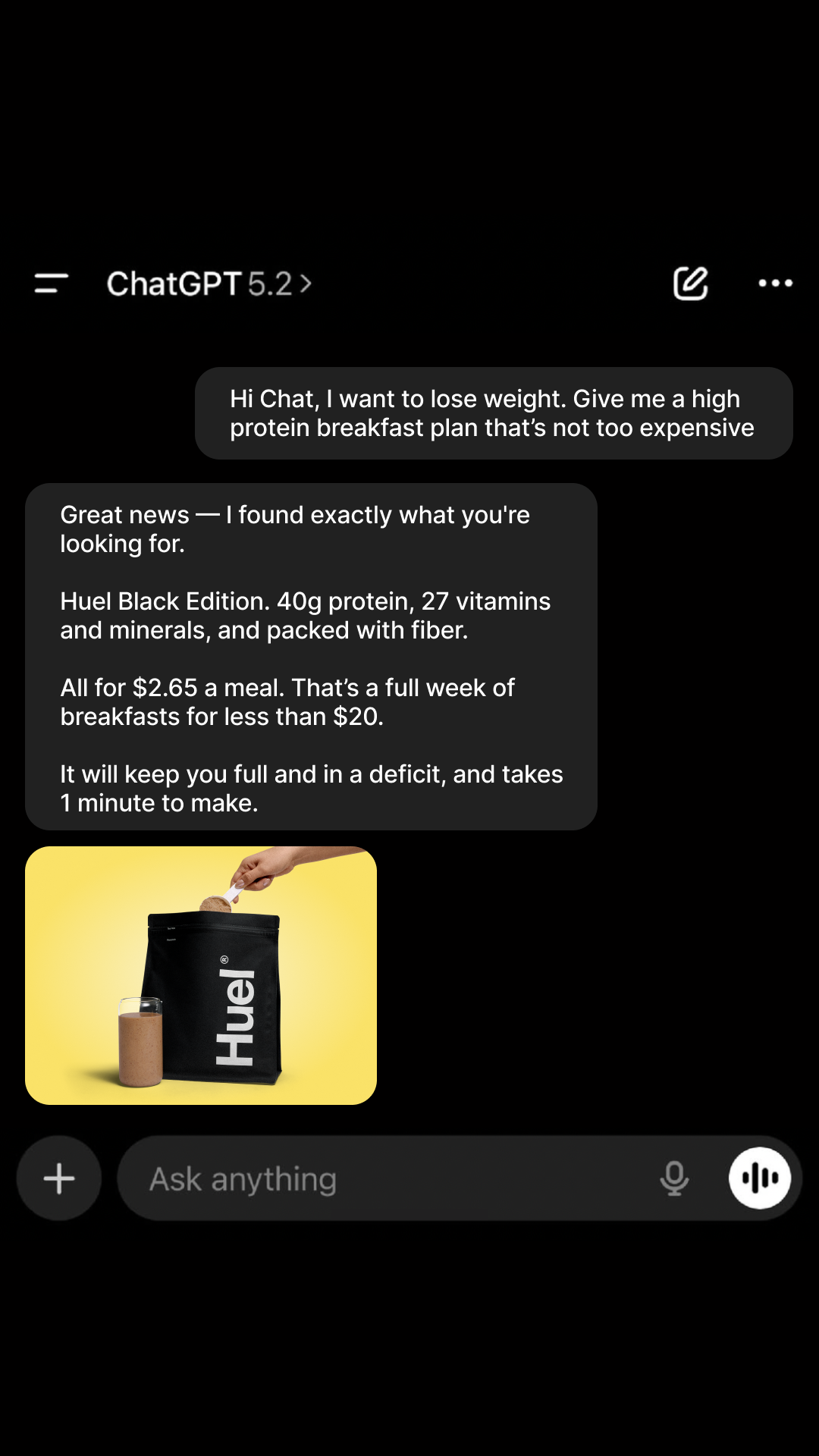 Huel Facebook ad
