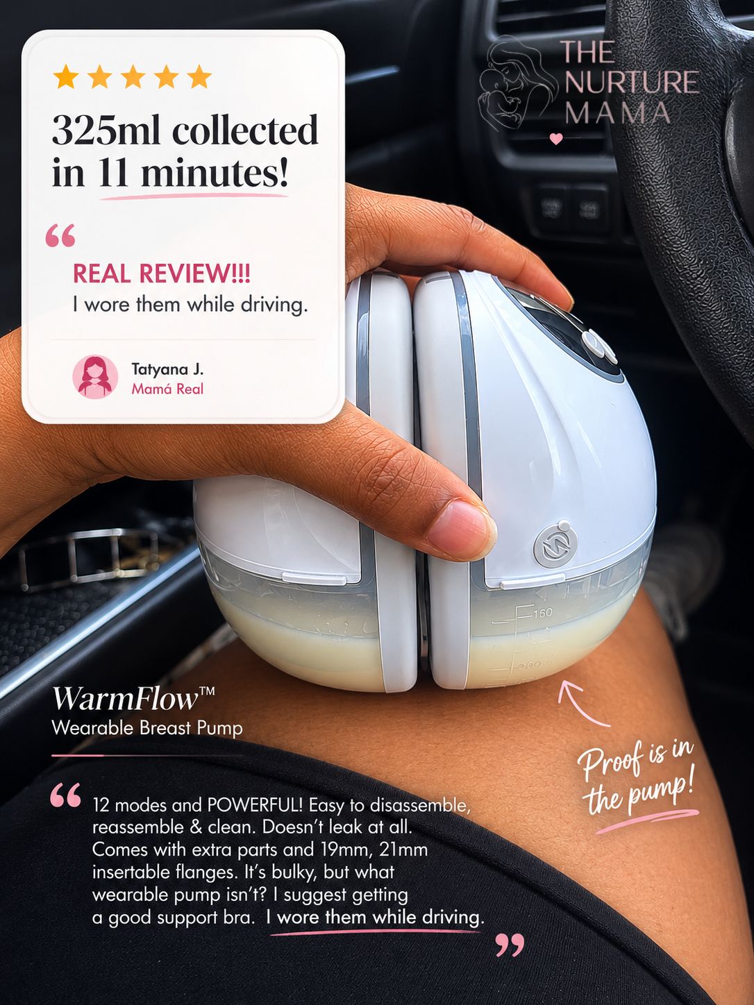 The Nurture Mama Facebook ad: 325ml in 11 Minutes. Hands Free.