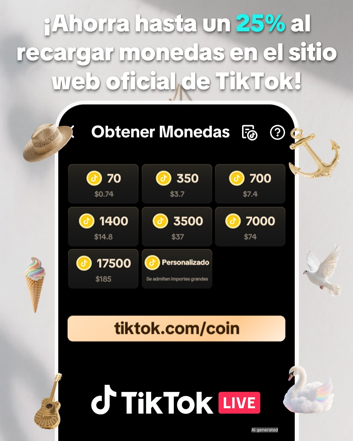 TikTok LIVE-Latam Facebook ad: Recarga web, ahorros extra