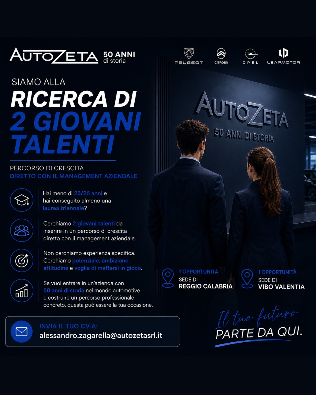 Autozeta Concessionarie Facebook ad: IL TUO FUTURO PARTE DA QUI.