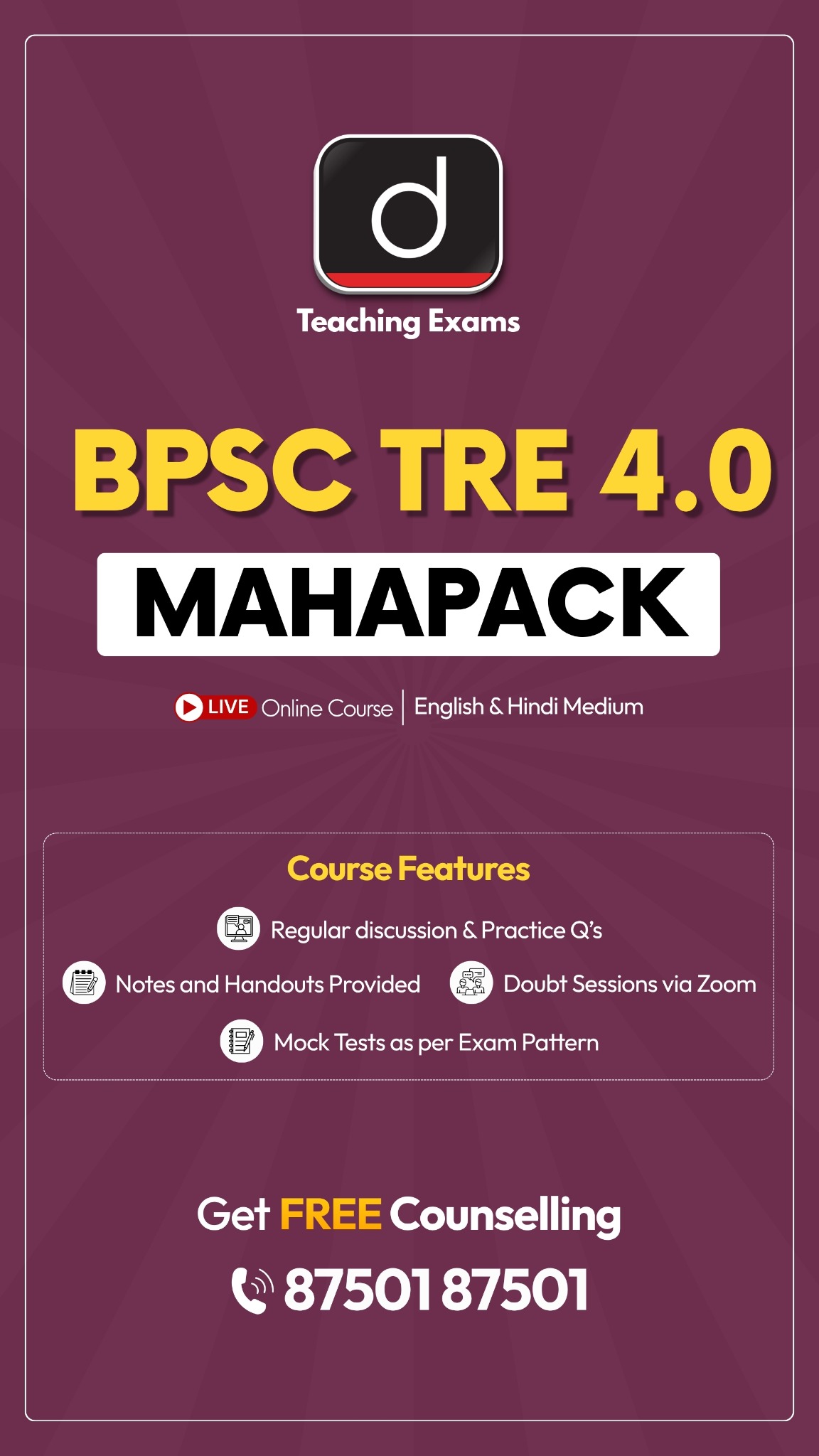 Drishti Teaching Exams Facebook ad