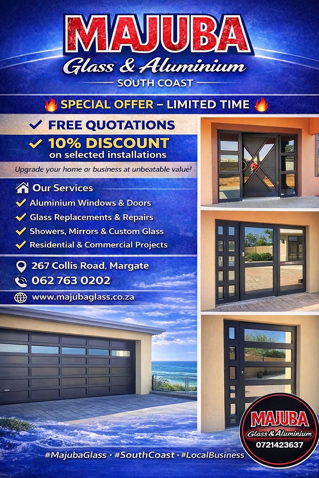 Majuba Glass and Aluminium South Coast Facebook ad: February Special Offers