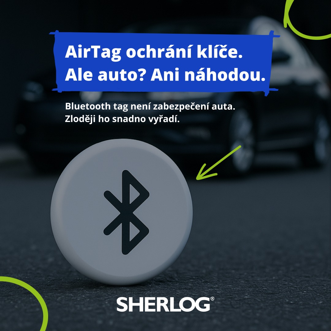 SHERLOG Facebook ad: Bluetooth tagy nejsou zabezpečení vozidla.
