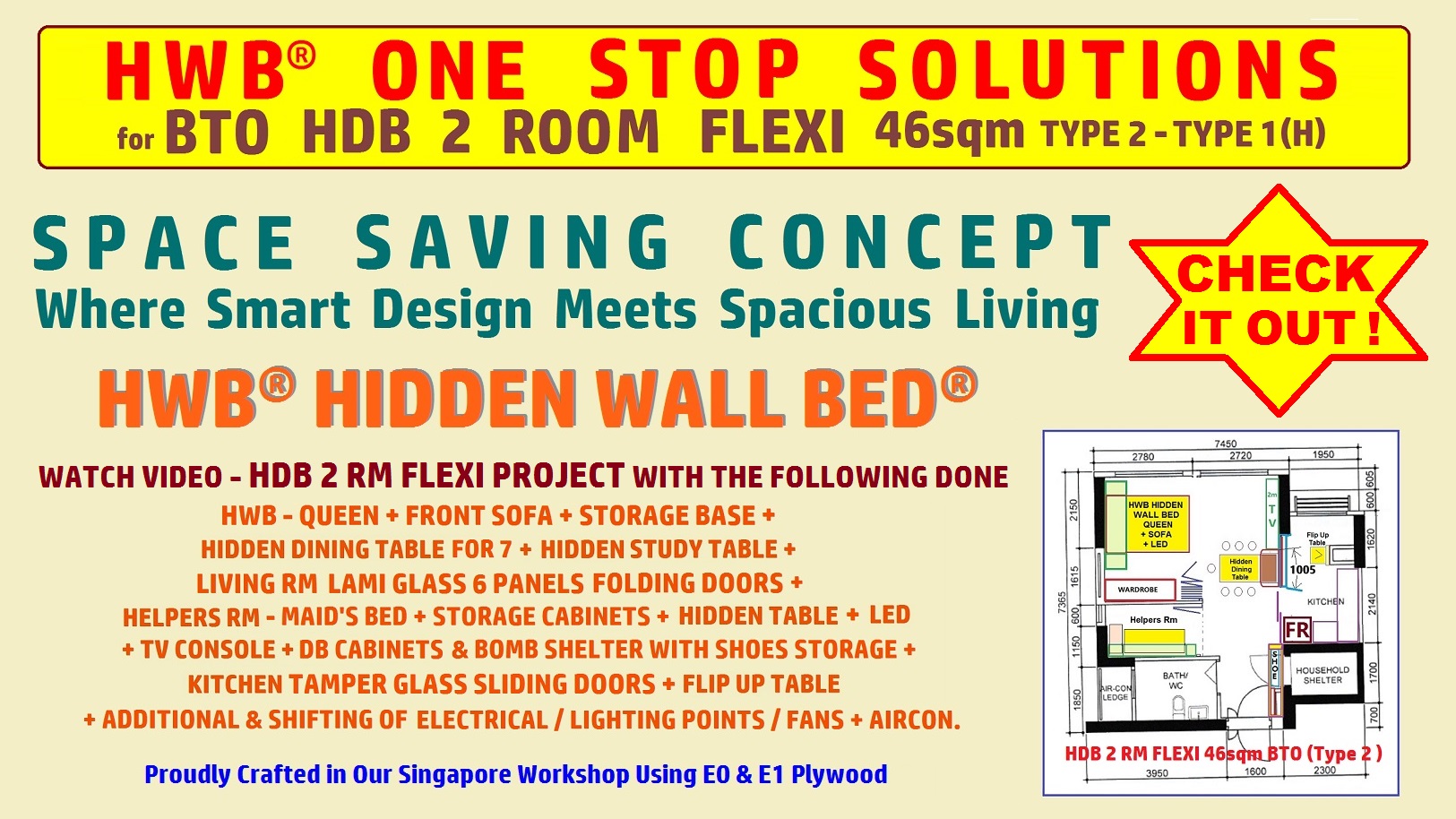 HWB Concept Pte Ltd Facebook ad: Hidden Wall Bed Singapore | Murphy's Beds For Small Bedrooms