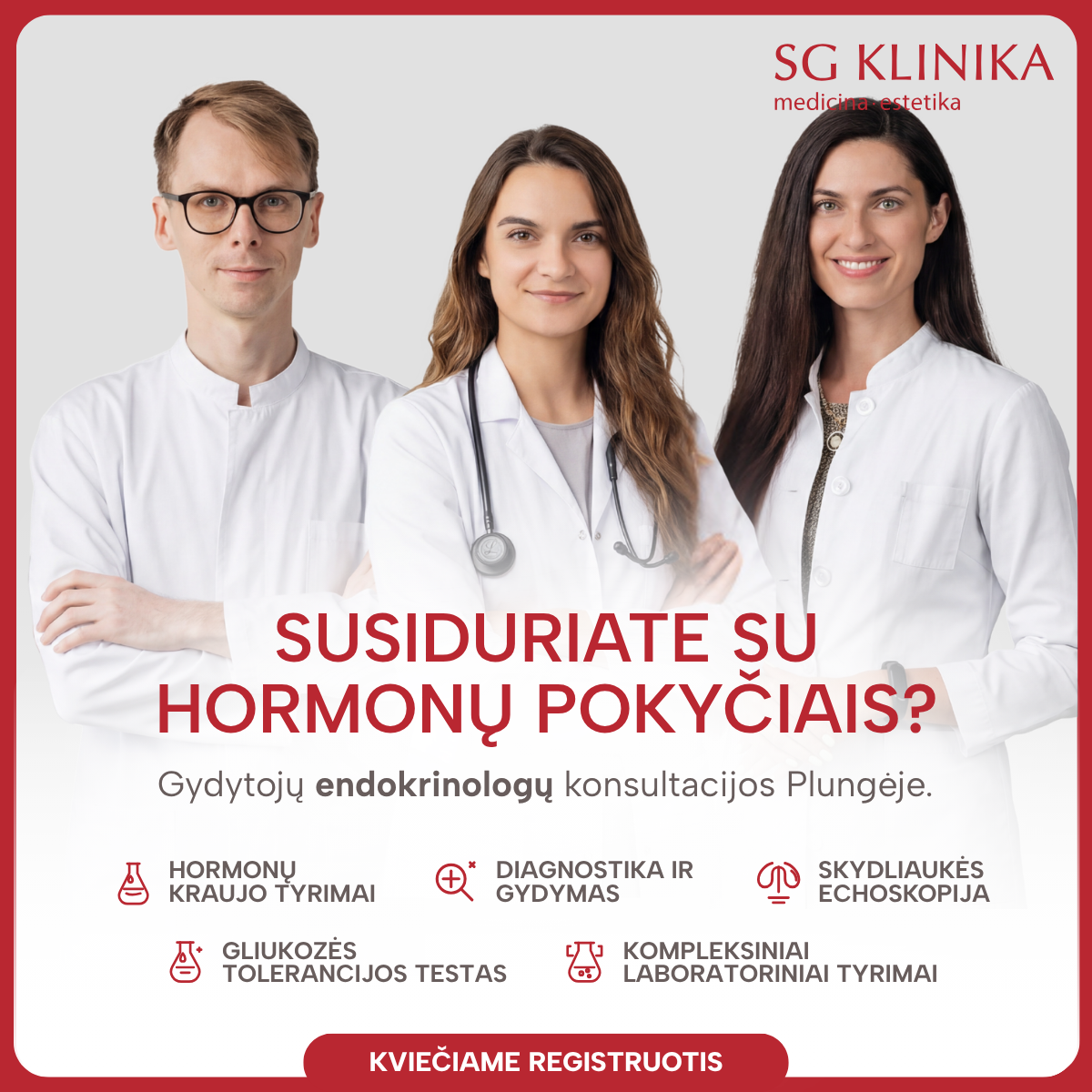 SG Klinika Facebook ad: Įtariate hormonų sutrikimus? Kreipkitės šiandien.