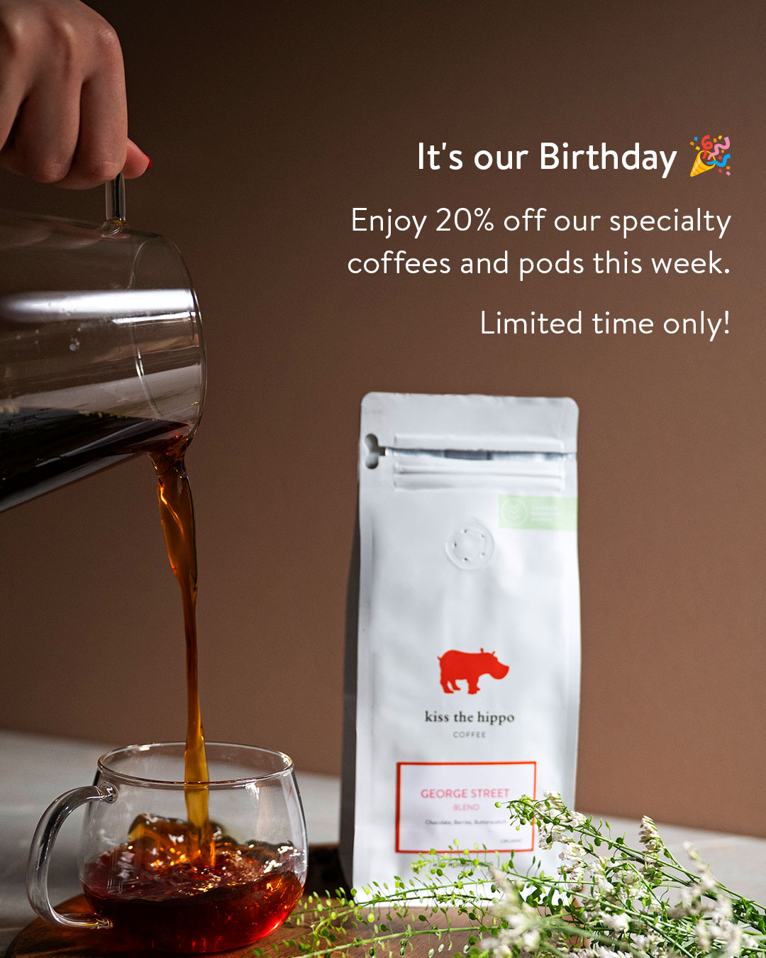 Kiss the Hippo Coffee Facebook ad