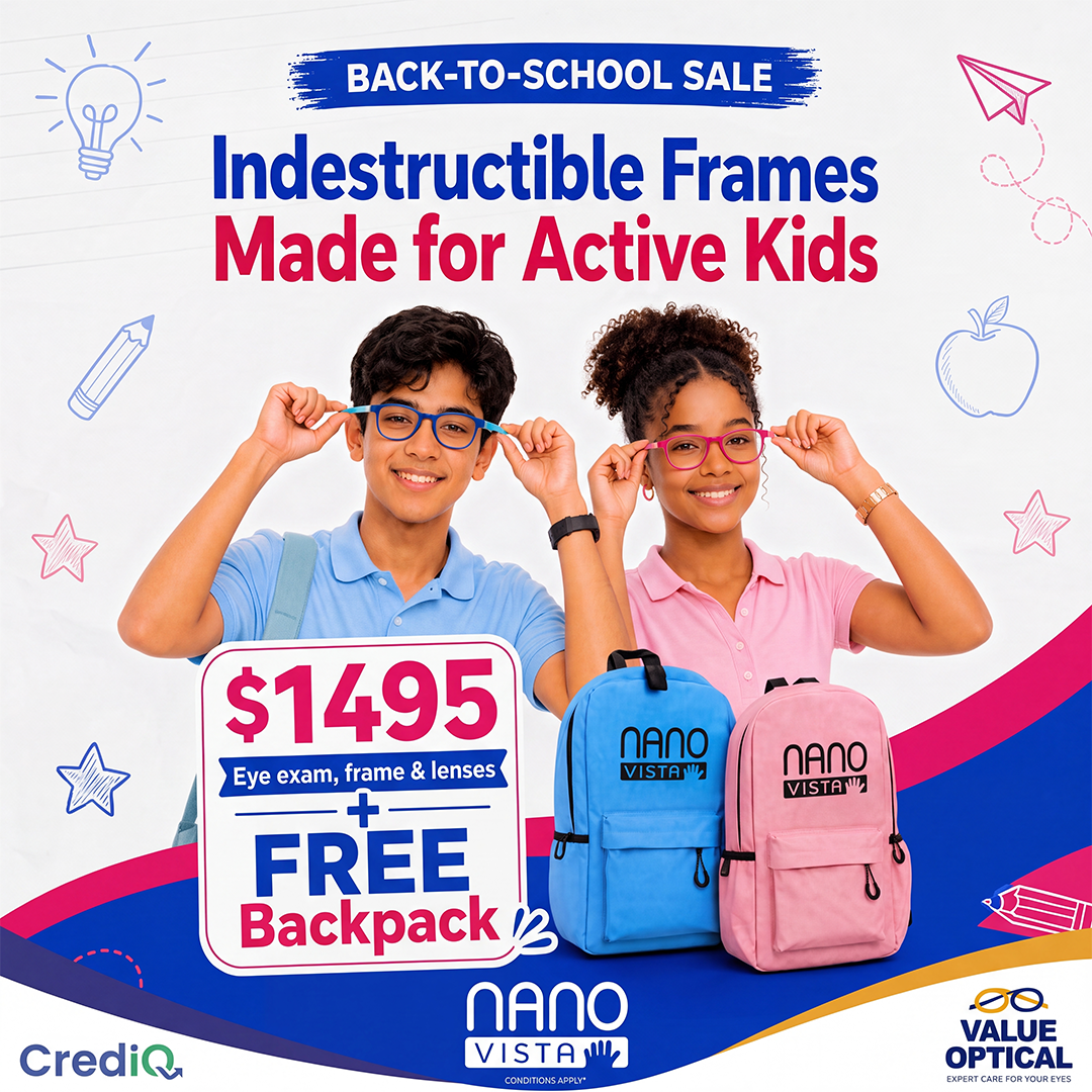 Value Optical Facebook ad: Nano Vista Glasses from $1,495 - Exam + Frame + Lenses