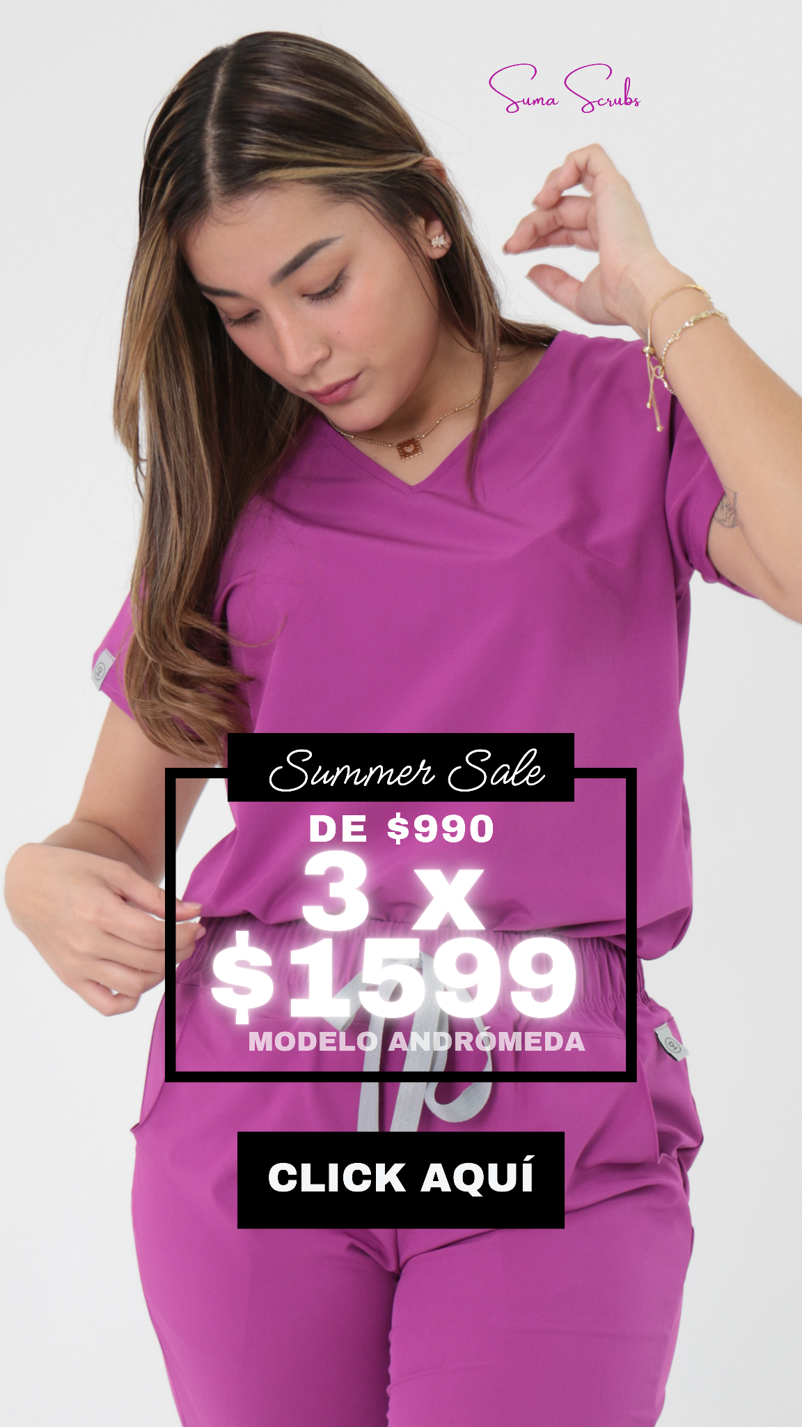 Suma Scrubs Facebook ad from Jul 11, 2025