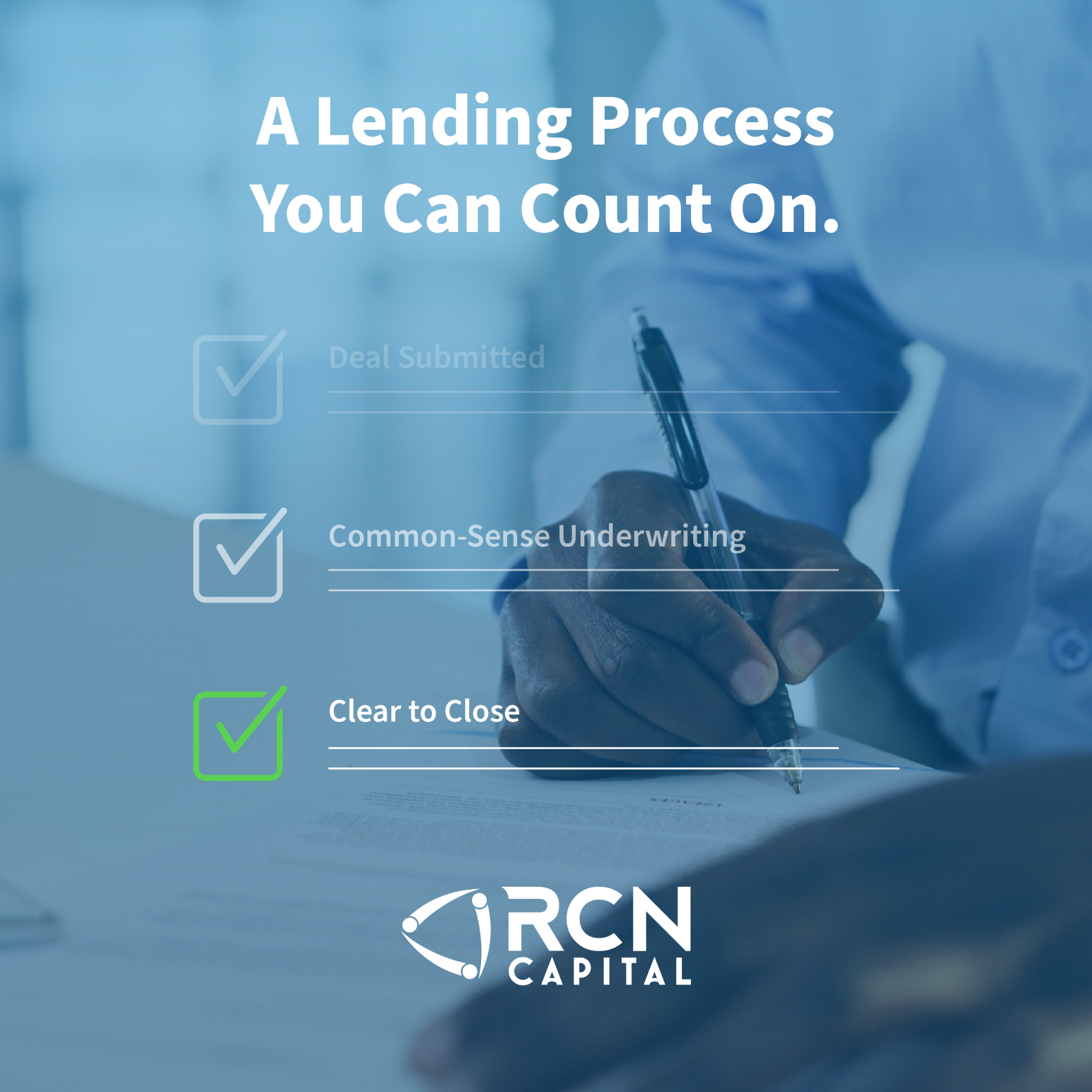 RCN Capital Facebook ad: A Lending Process You Can Count On.