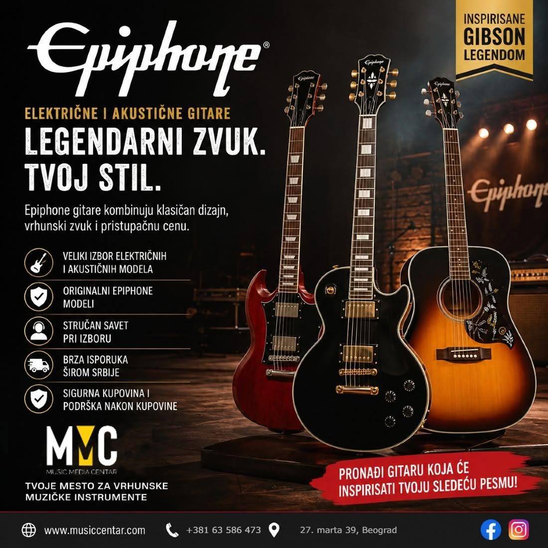 Music Media Centar Facebook ad: Epiphone električne gitare Arhive