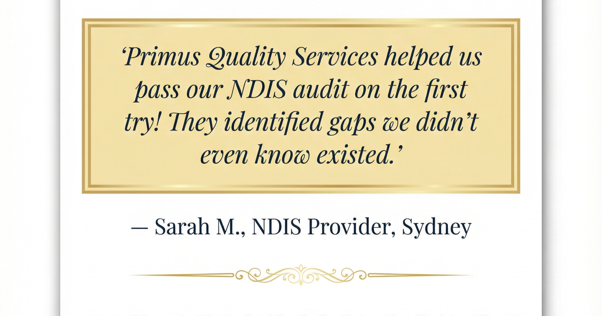 Provider Compliance Group Facebook ad: Primus Quality Services