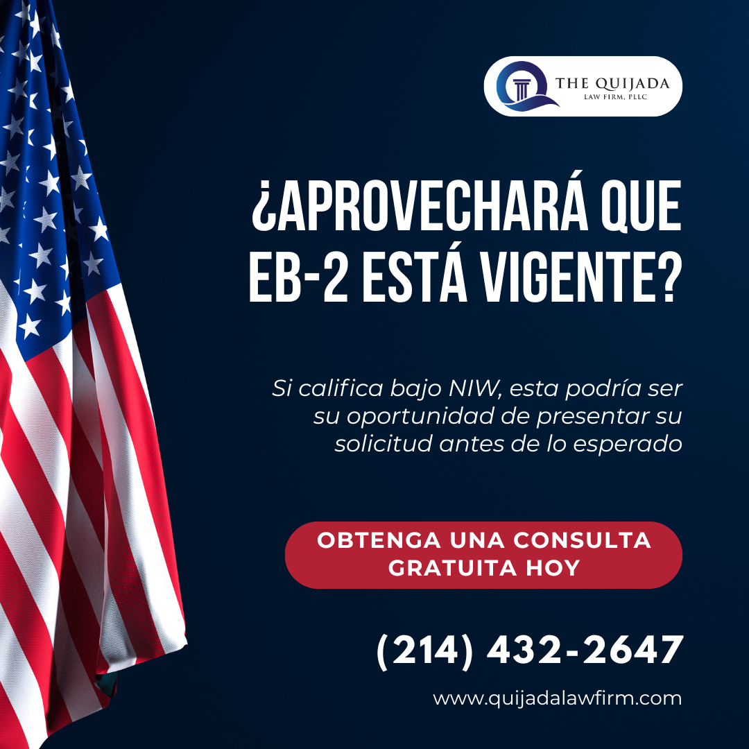 The Quijada Law Firm Facebook ad: ¡Comience su proceso de Residencia stadounidense hoy!