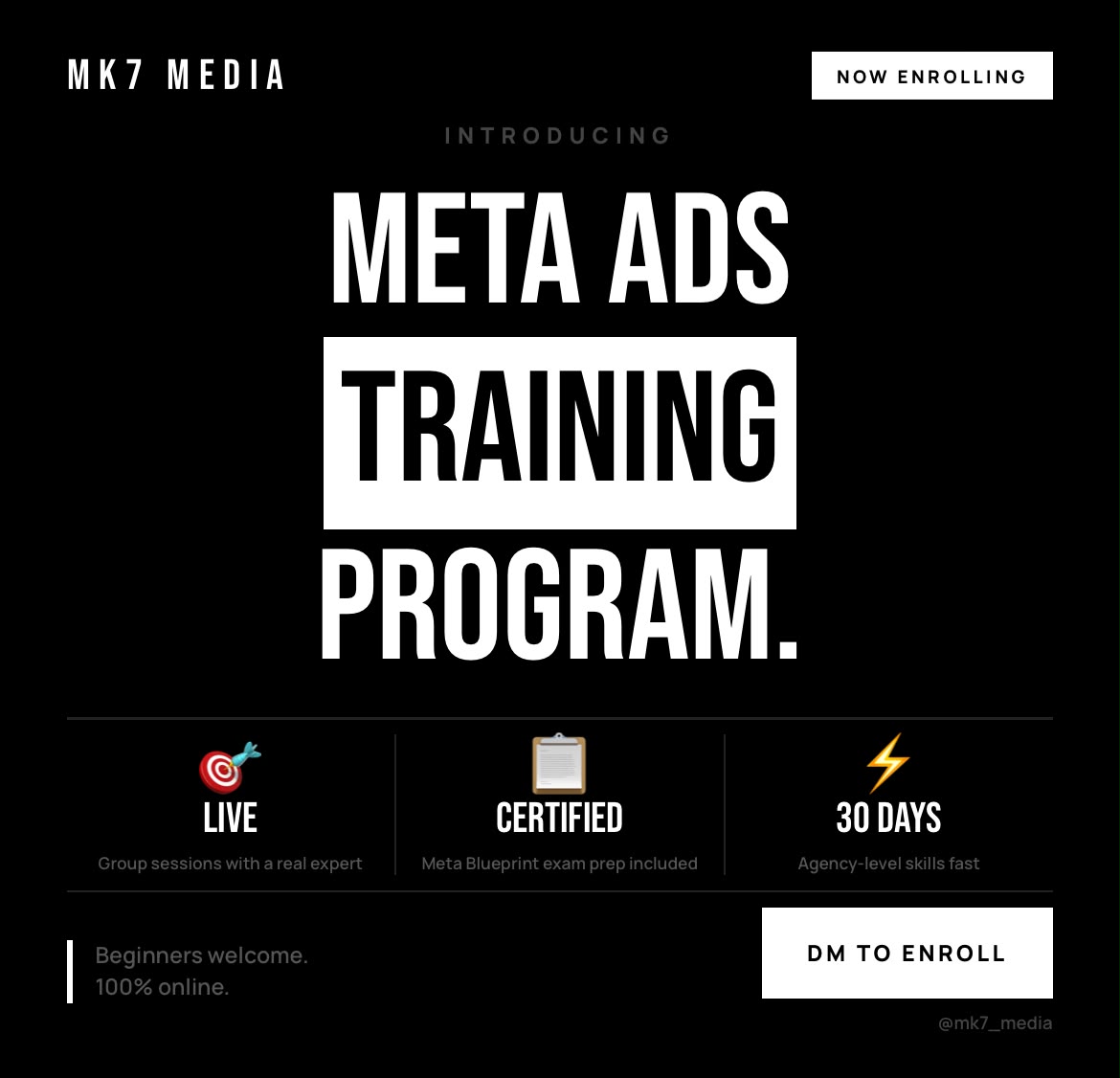 Mk7 Media Facebook ad: Master Meta Ads in 30 Days