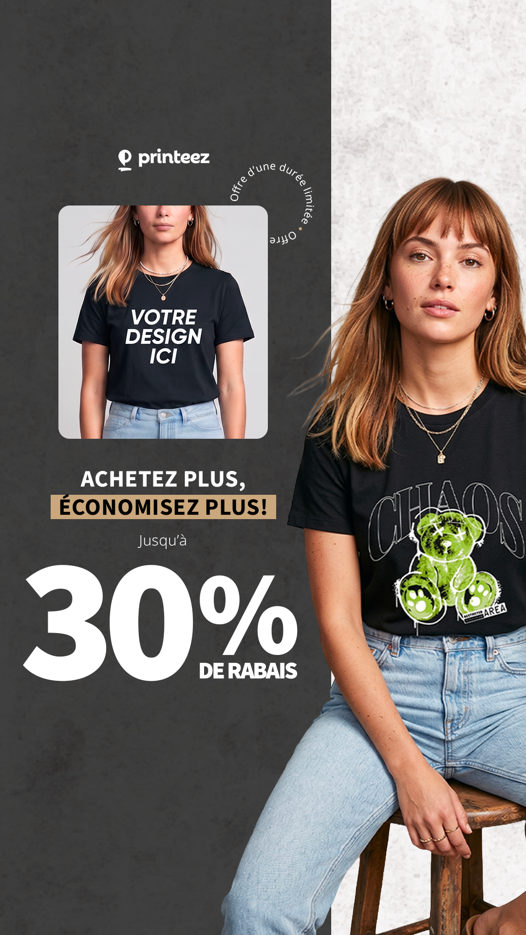 Printeez Facebook ad: Jusqu’à 30 % de rabais