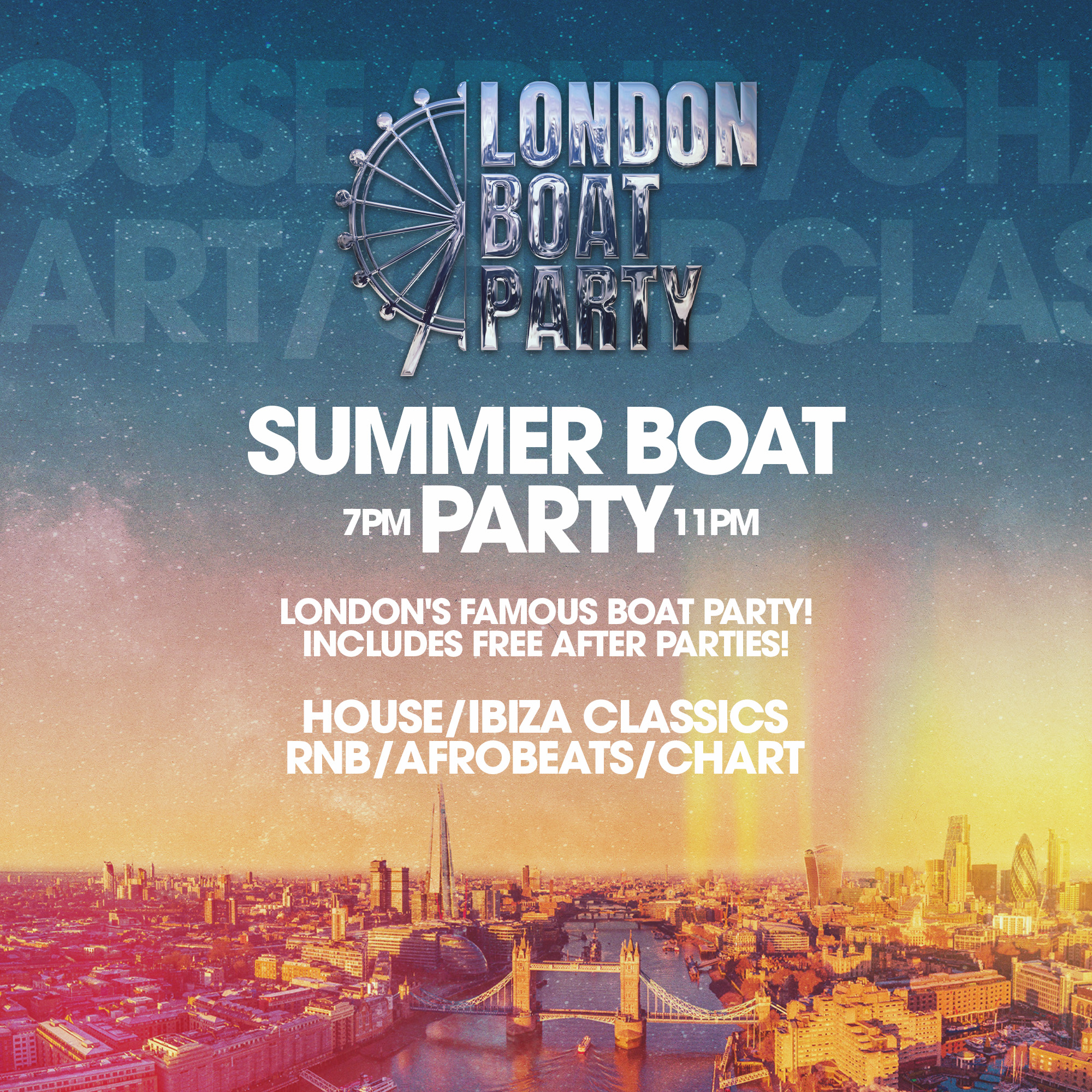 London Boat Parties Facebook ad: London's River Thames Summer Boat Party!