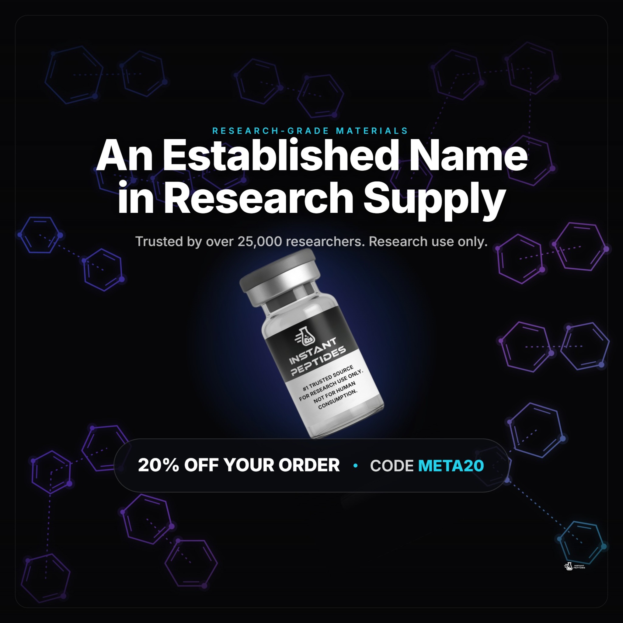 Instant Peptides Facebook ad: An established name in the space, in control…