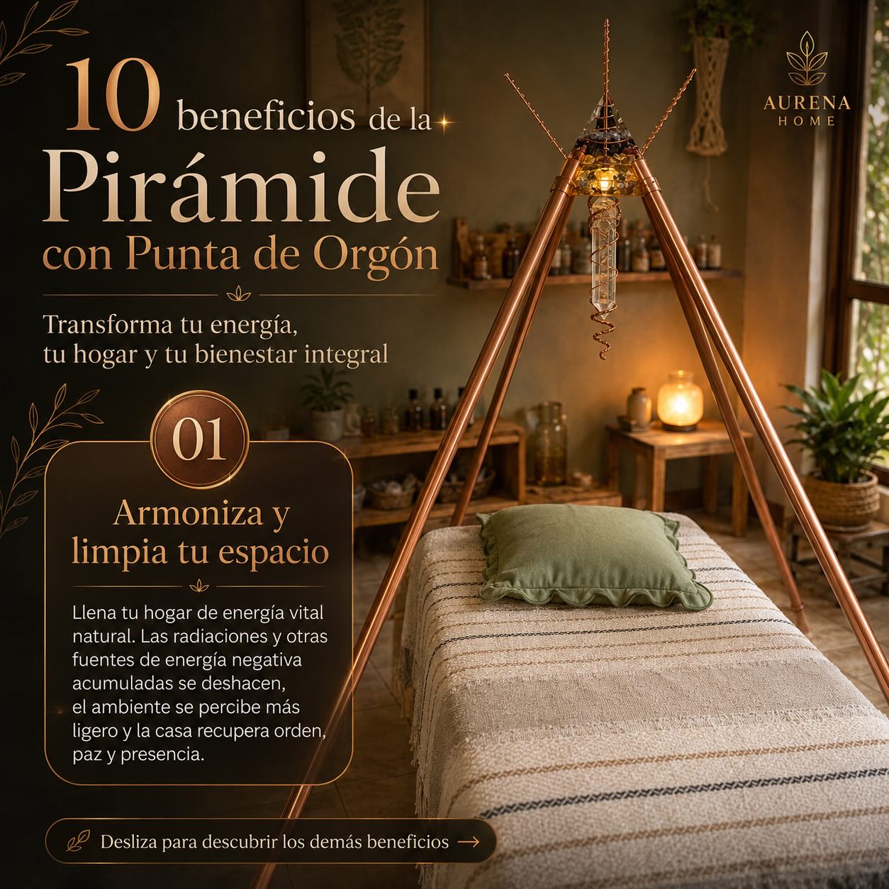 Aurena- Health, Art & Energy Facebook ad: Tu hogar también puede convertirse en una fuente…