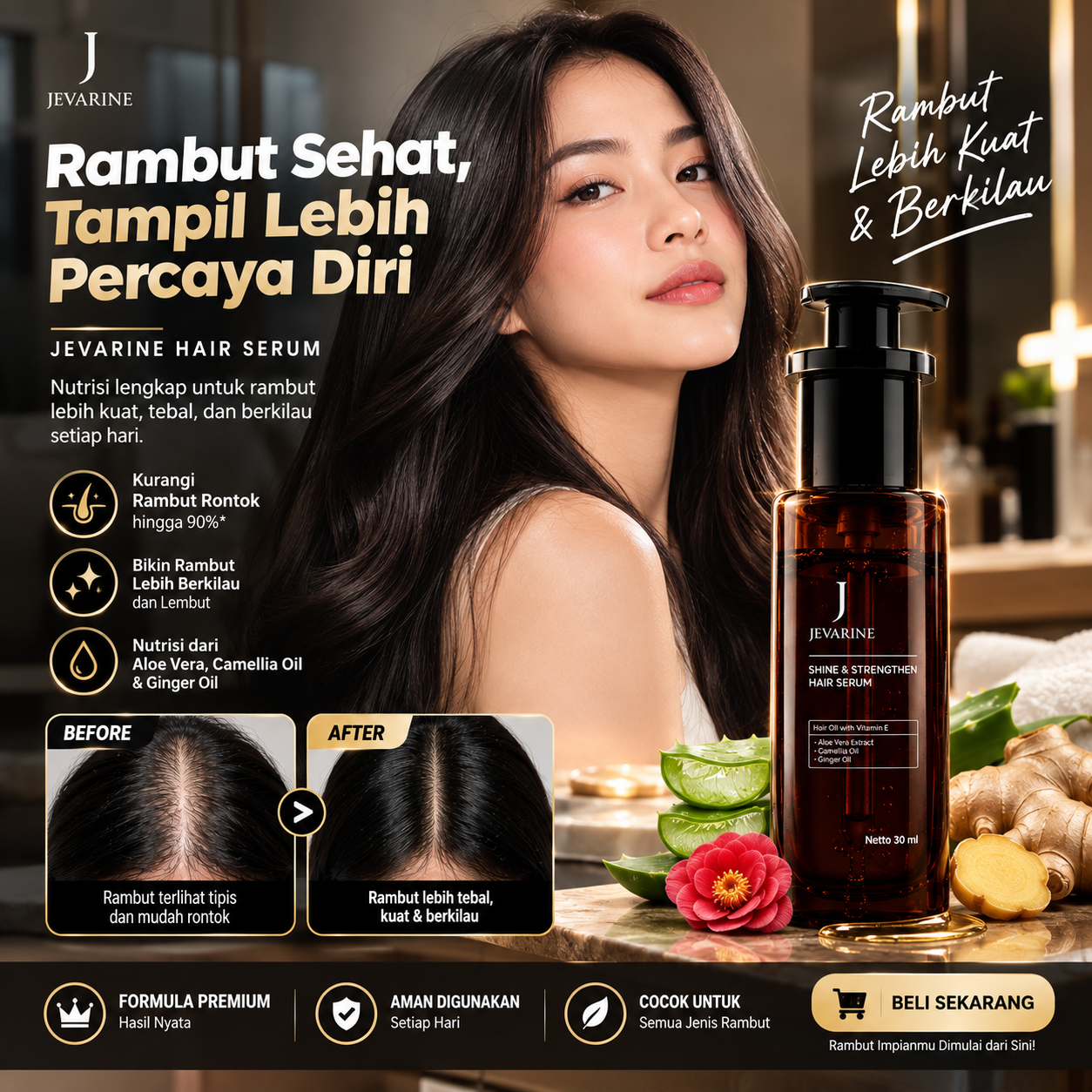 AdaSpace Store Facebook ad: STOP BIARKAN RAMBUT RONTOK SETIAP HARI!