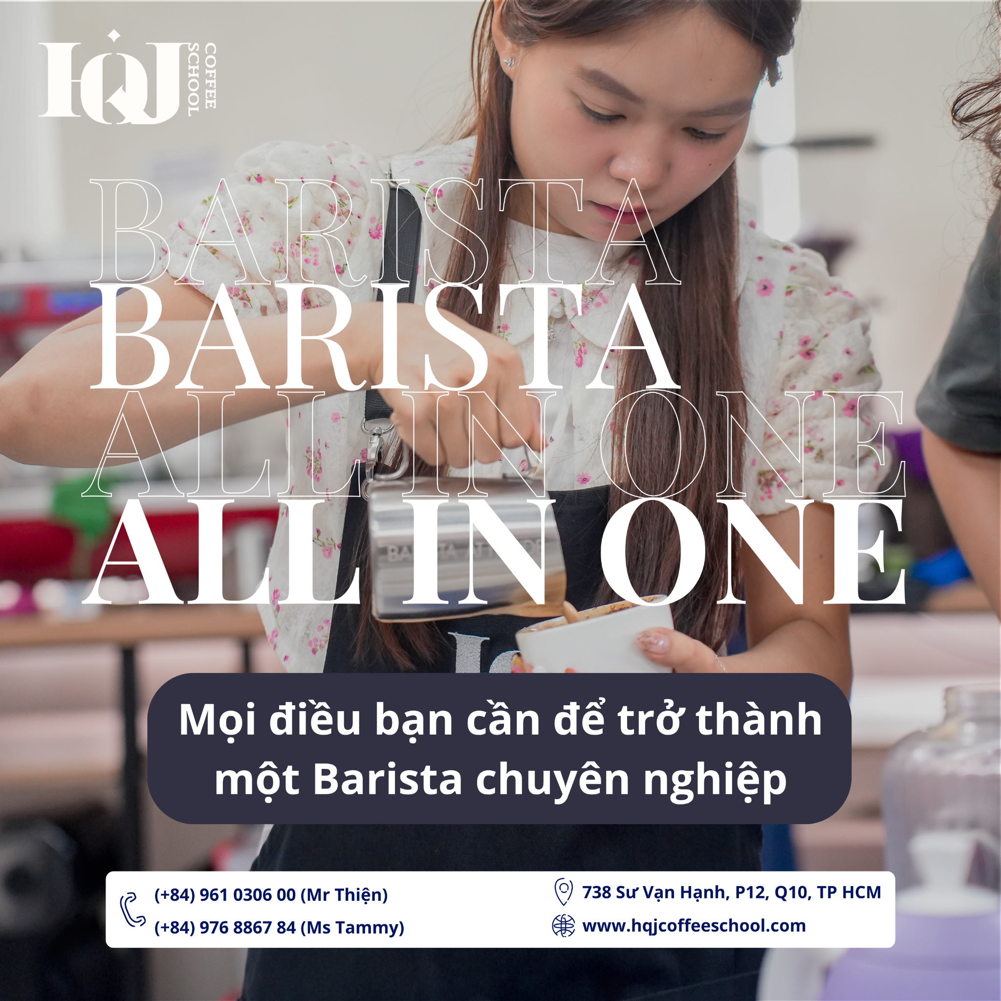 HQJ Coffee School Facebook ad: Nâng cao kỹ năng và kiến thức cà…