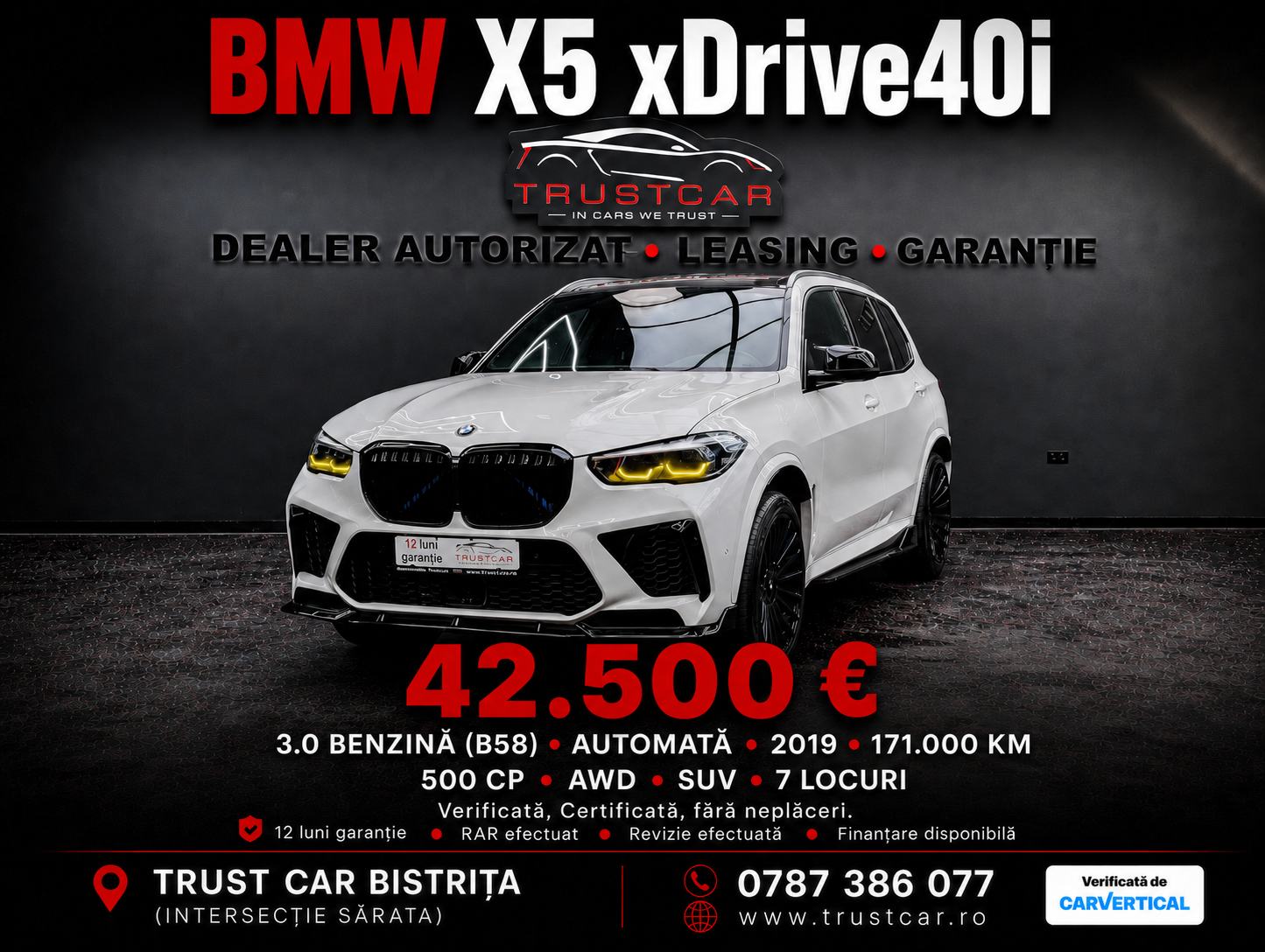 TrustCar - Auto Certificate Facebook ad: Cauți o mașină verificată, cu garanție și finanțare…